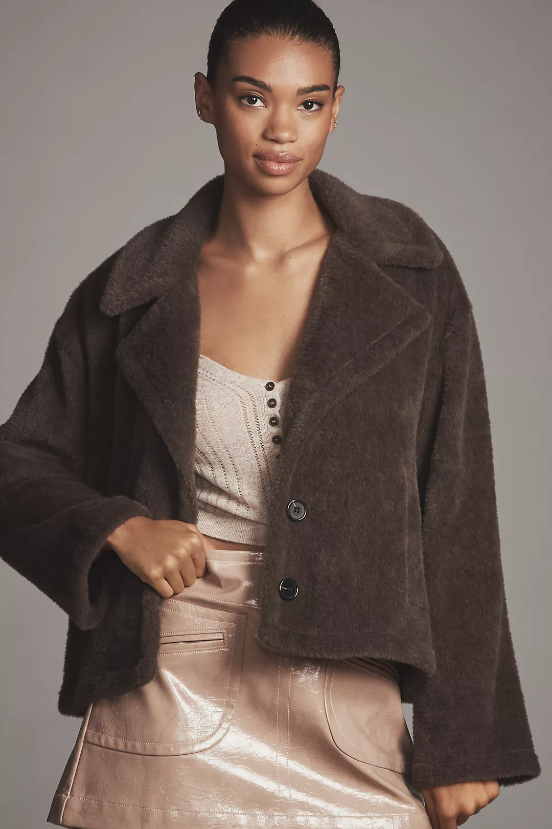 Sanctuary Colette Faux-Fur Knit Jacket