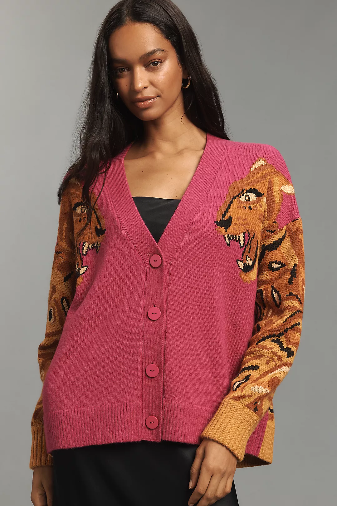 Farm Rio Tiger Sleeve Cardigan Sweater