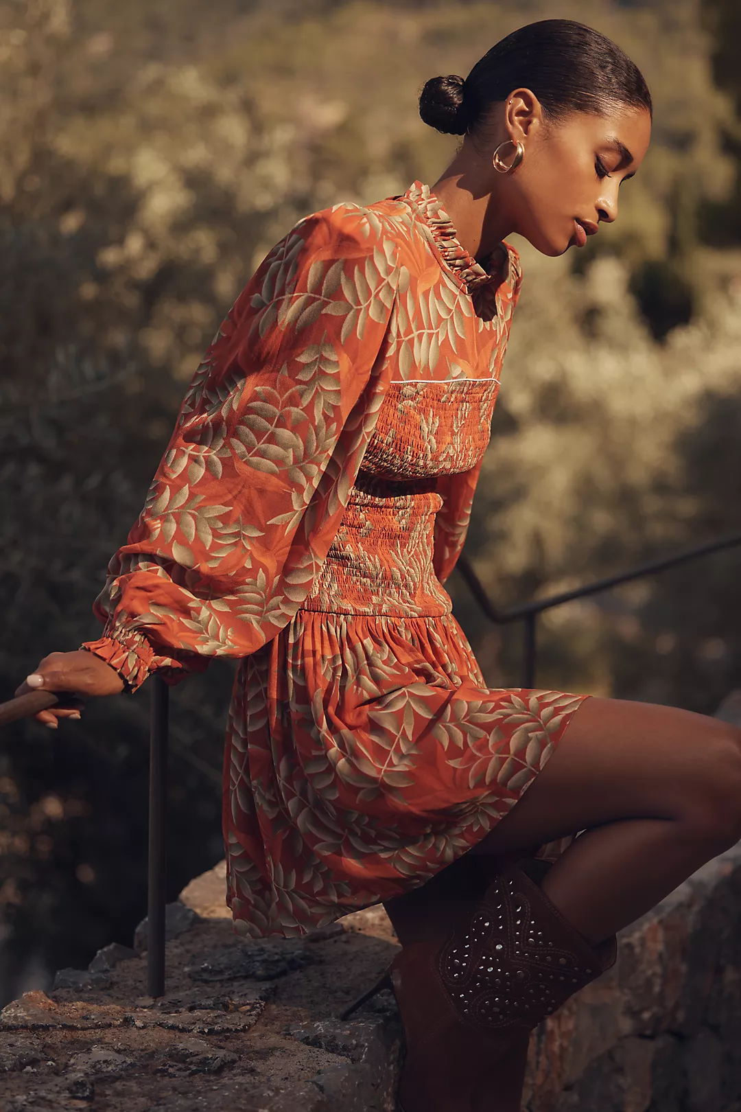 Farm Rio x Anthropologie Long-Sleeve Printed Mini Dress