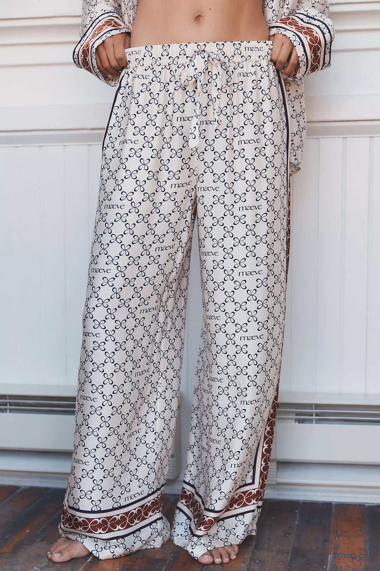 Maeve Silky Wide-Leg Pajama Pants