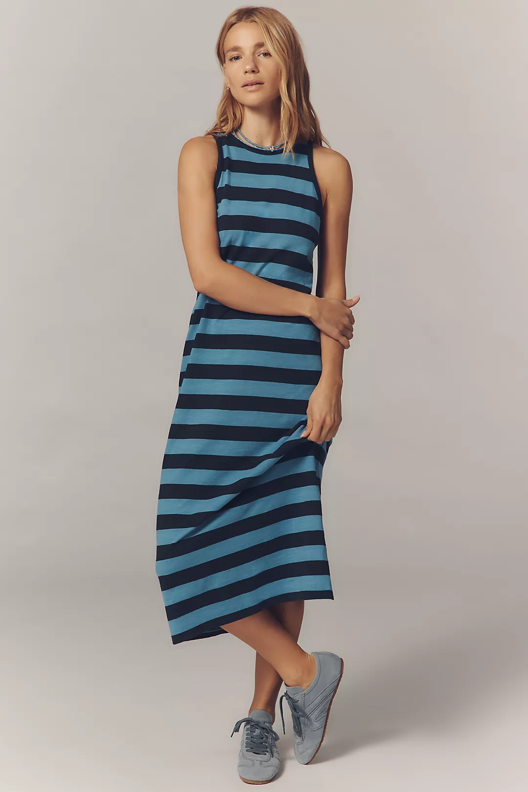 Nation Los Angeles Dani Patterned Sleeveless Crew-Neck Midi Dress