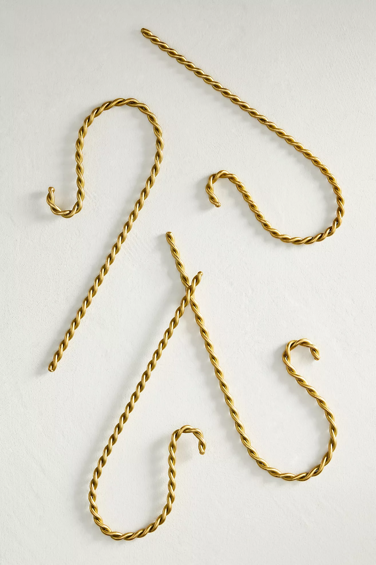 Brass Twist Stocking Hooks, Set of 4