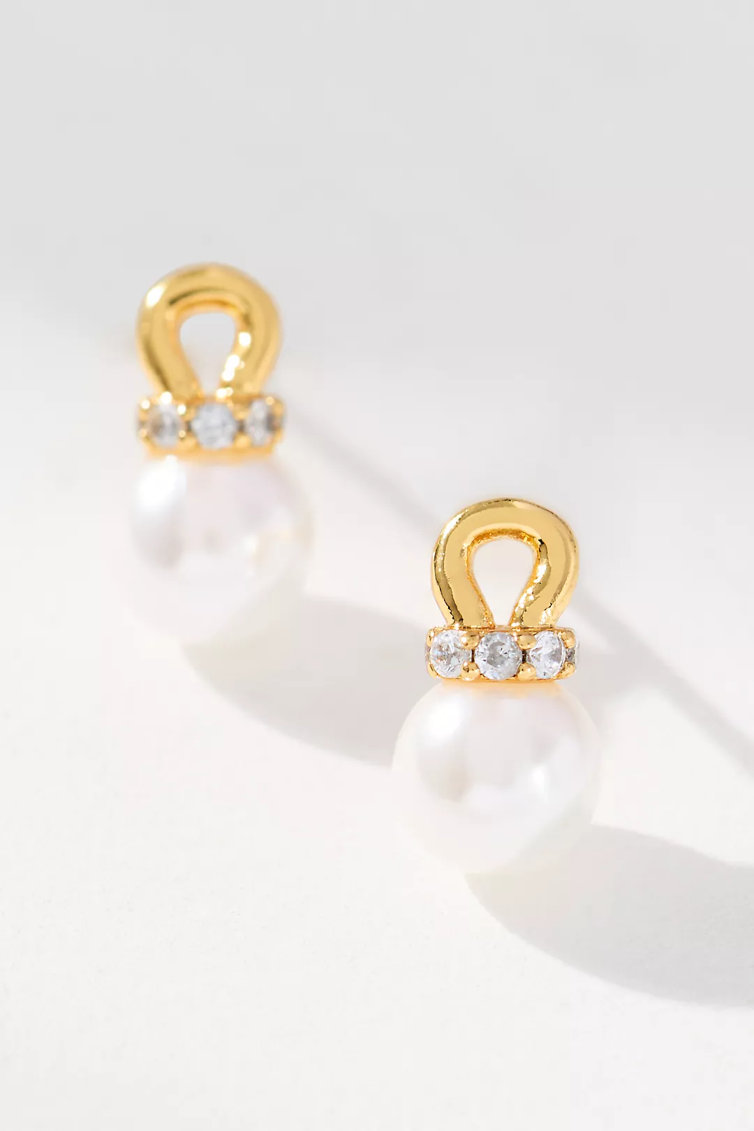 Mini Pavé Pearl Post Earrings