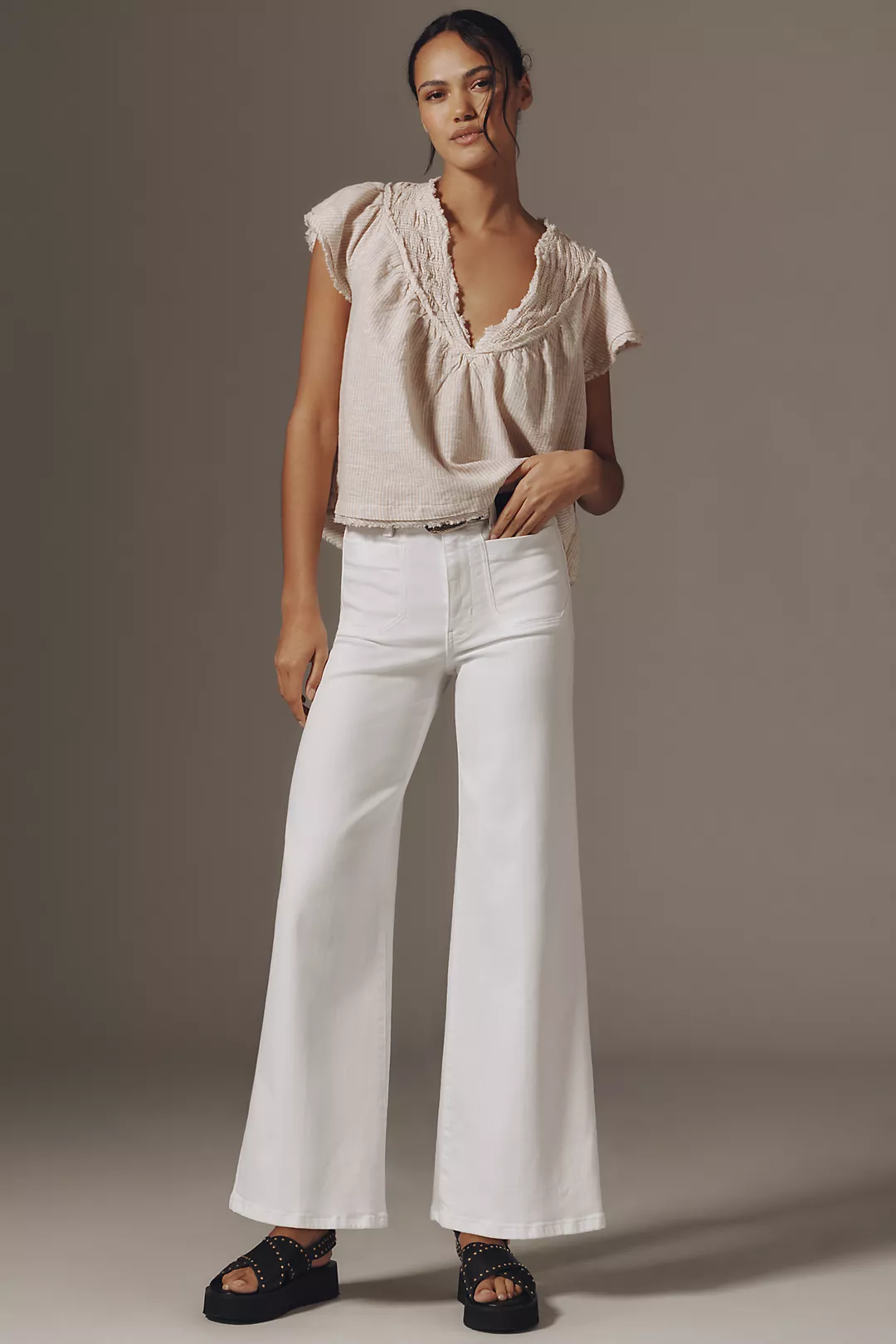 FRAME Le Slim Palazzo Modernist Pocket High-Rise Wide-Leg Jeans