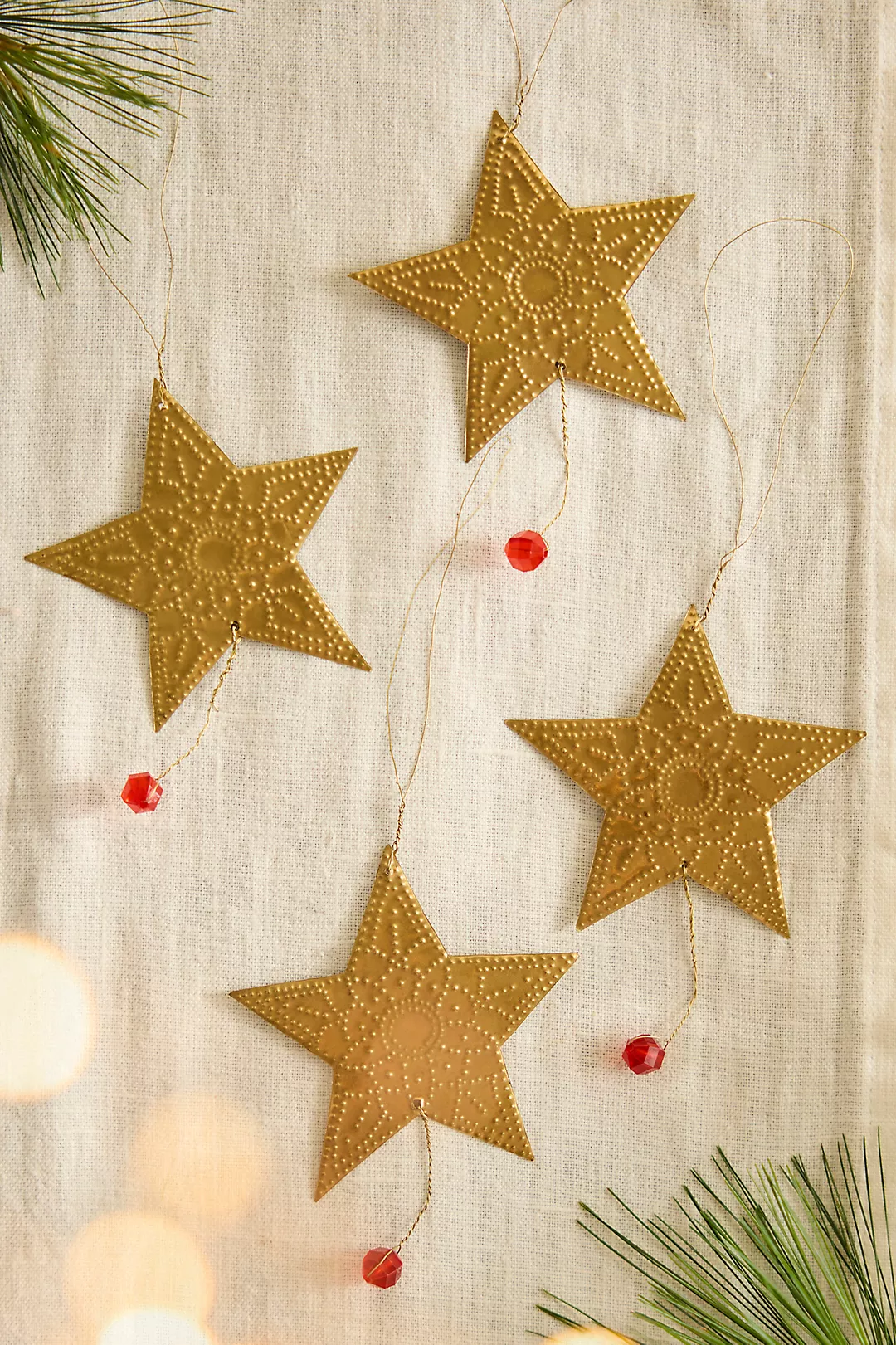 Beaded Charm Star Ornaments, Set of 4