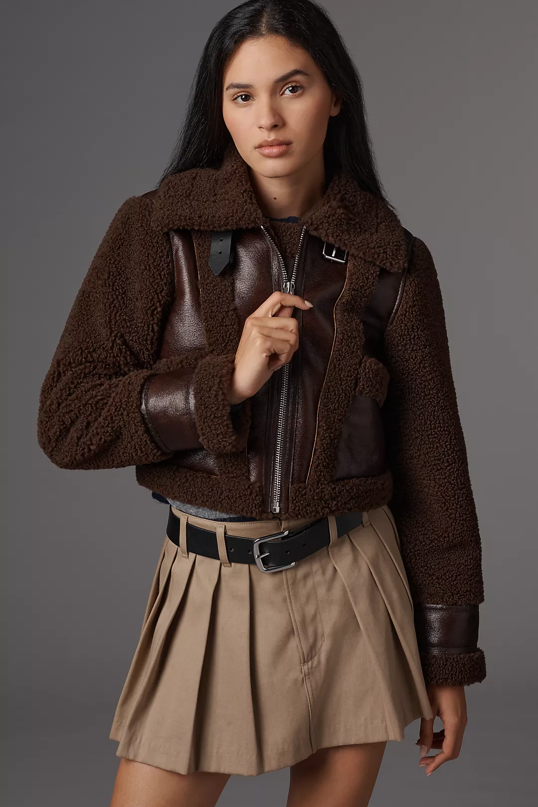 BLANKNYC Head Start Crop Sherpa Fleece Jacket