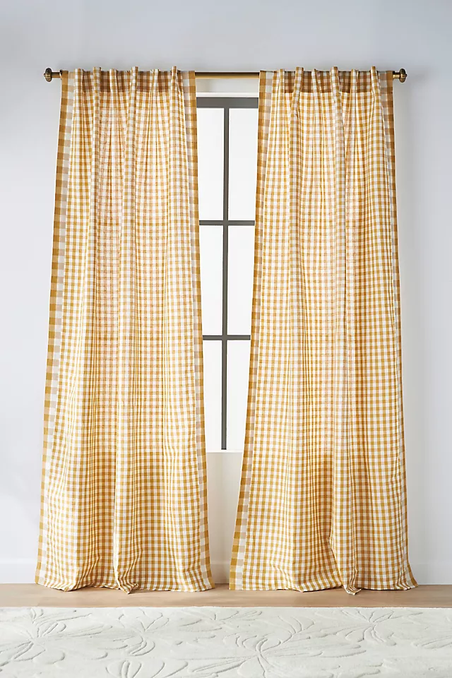 Cotton Linen Gingham Curtain
