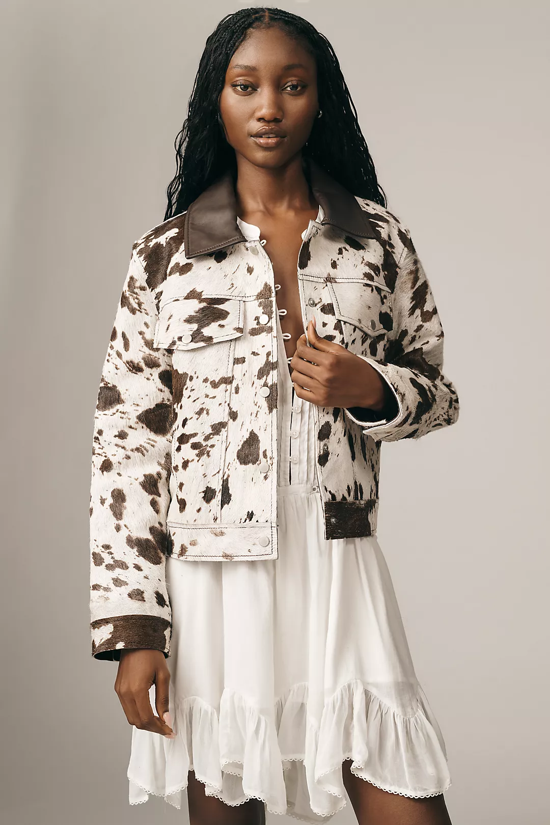 Avec Les Filles Calf Hair Trucker Jacket