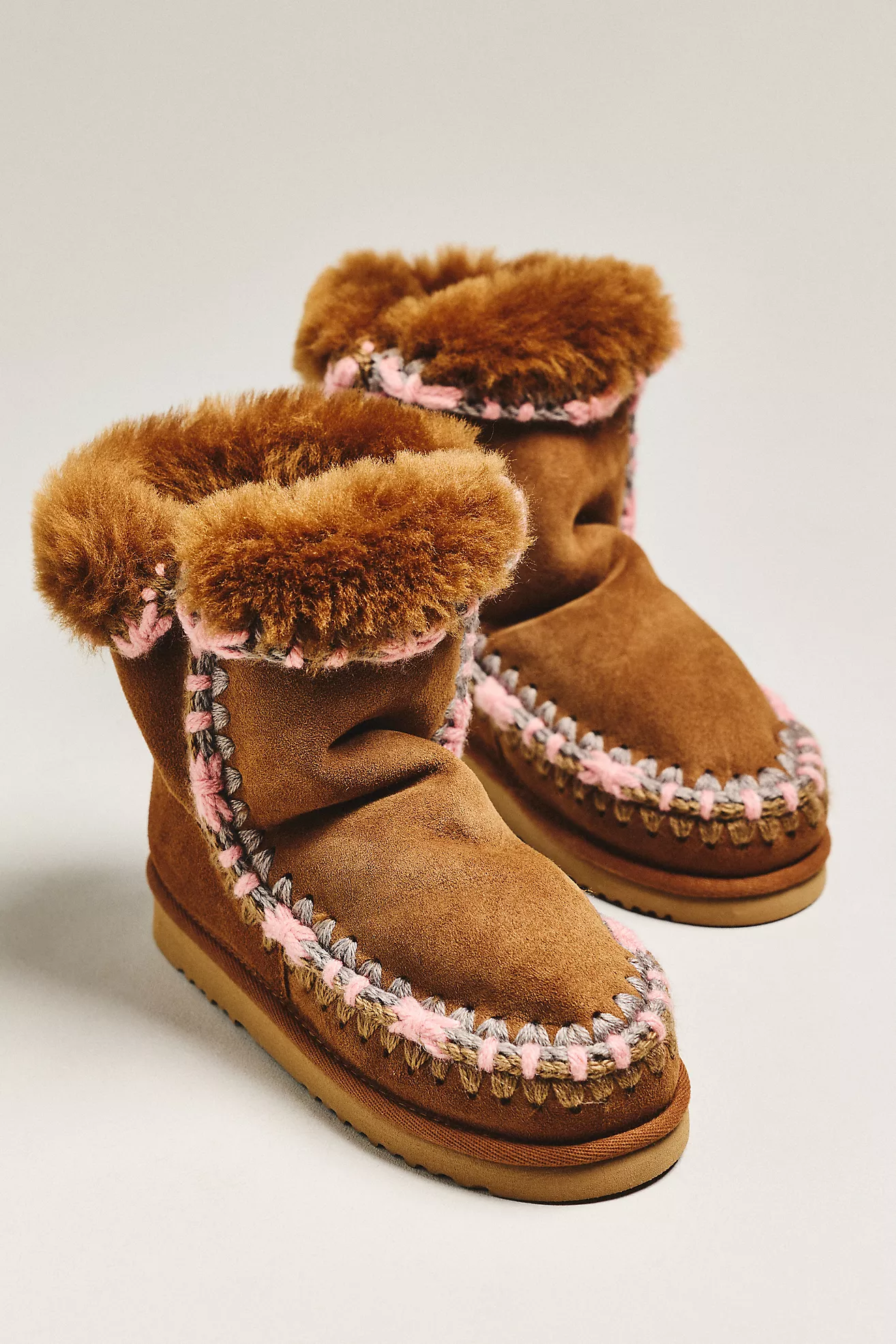 MOU Stitched Detail Sheepskin Boots