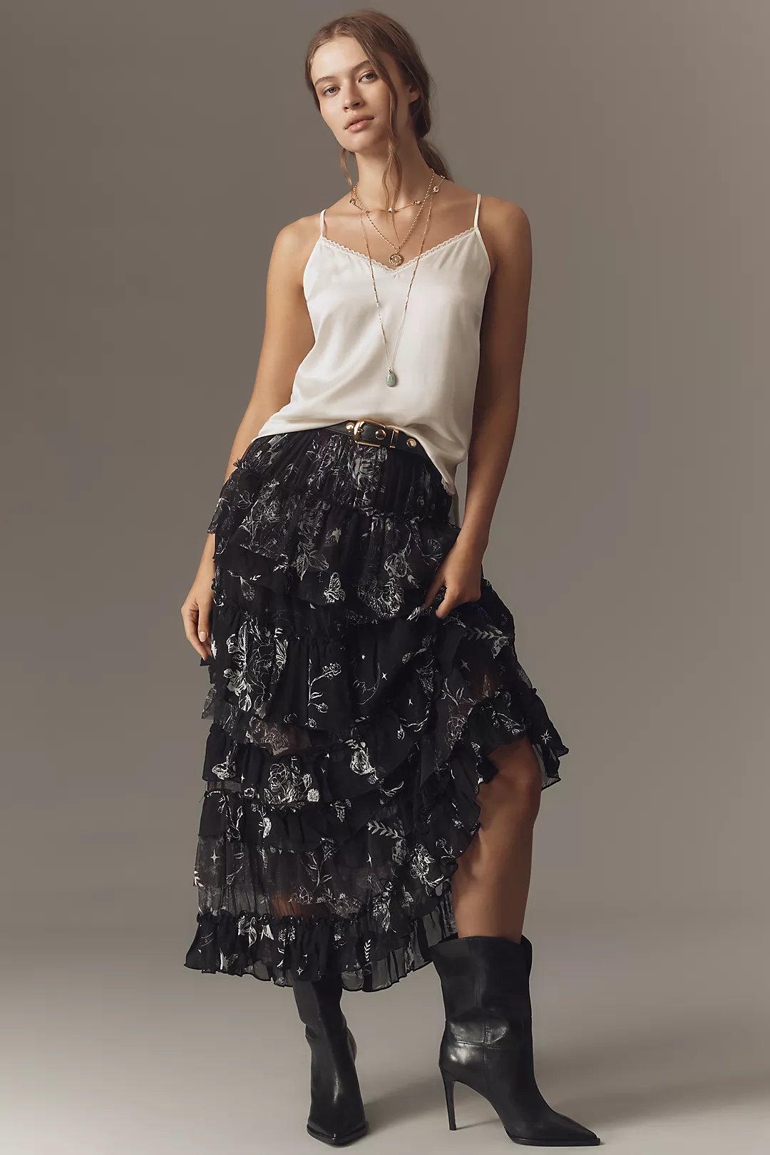 By Anthropologie Ruffled Tulle Petticoat Maxi Skirt