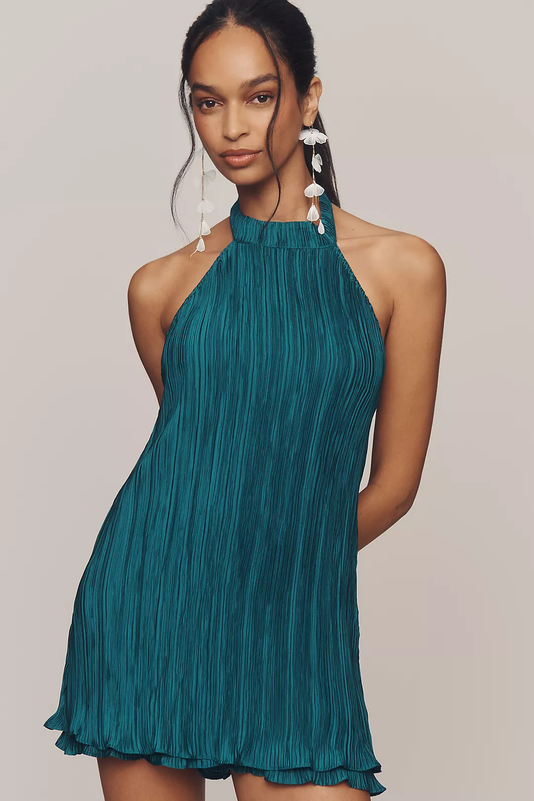 By Anthropologie Halter Plissé Romper