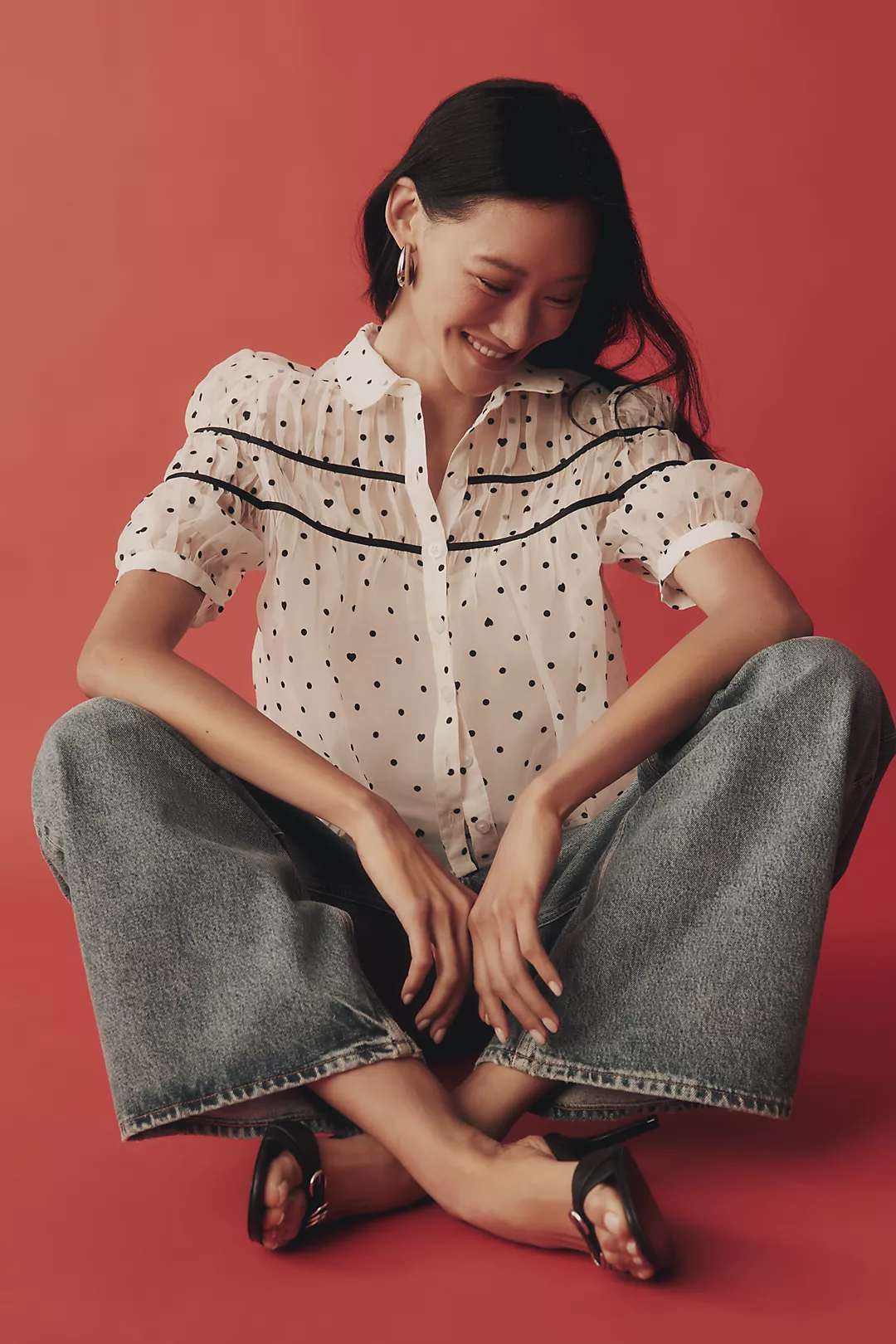 The Leandra Shirred Yoke Blouse by Maeve