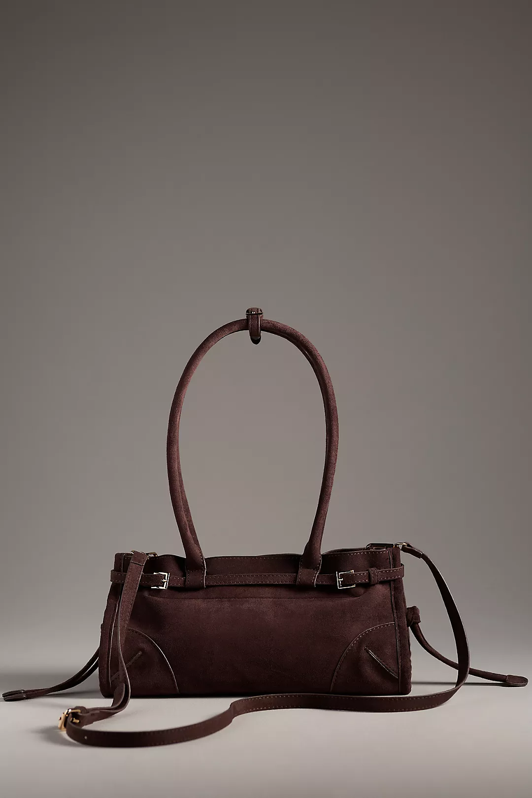 The Greer Structured Faux-Suede Shoulder Bag