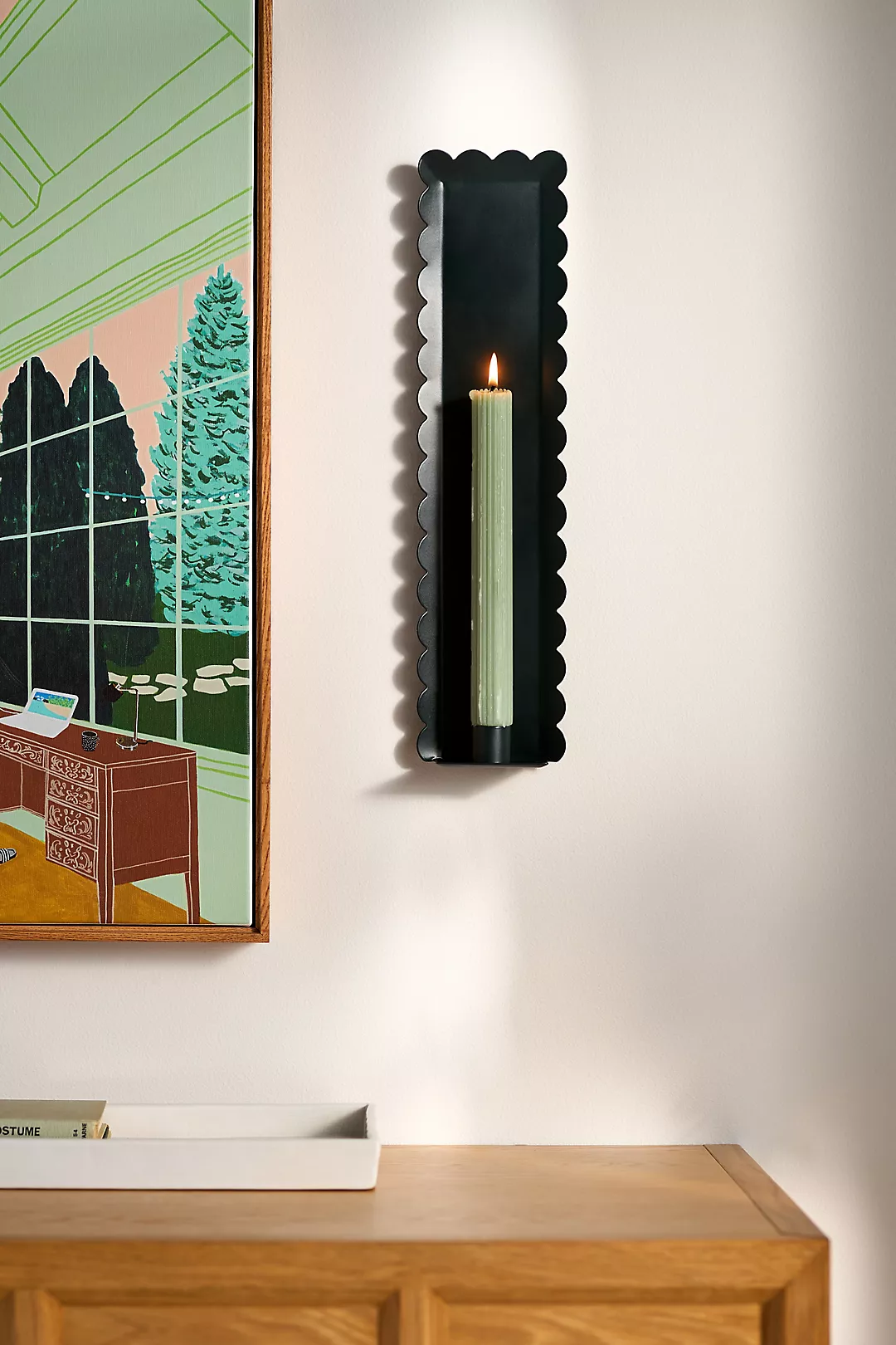 Scalloped Metal Candle Holder Wall Sconce