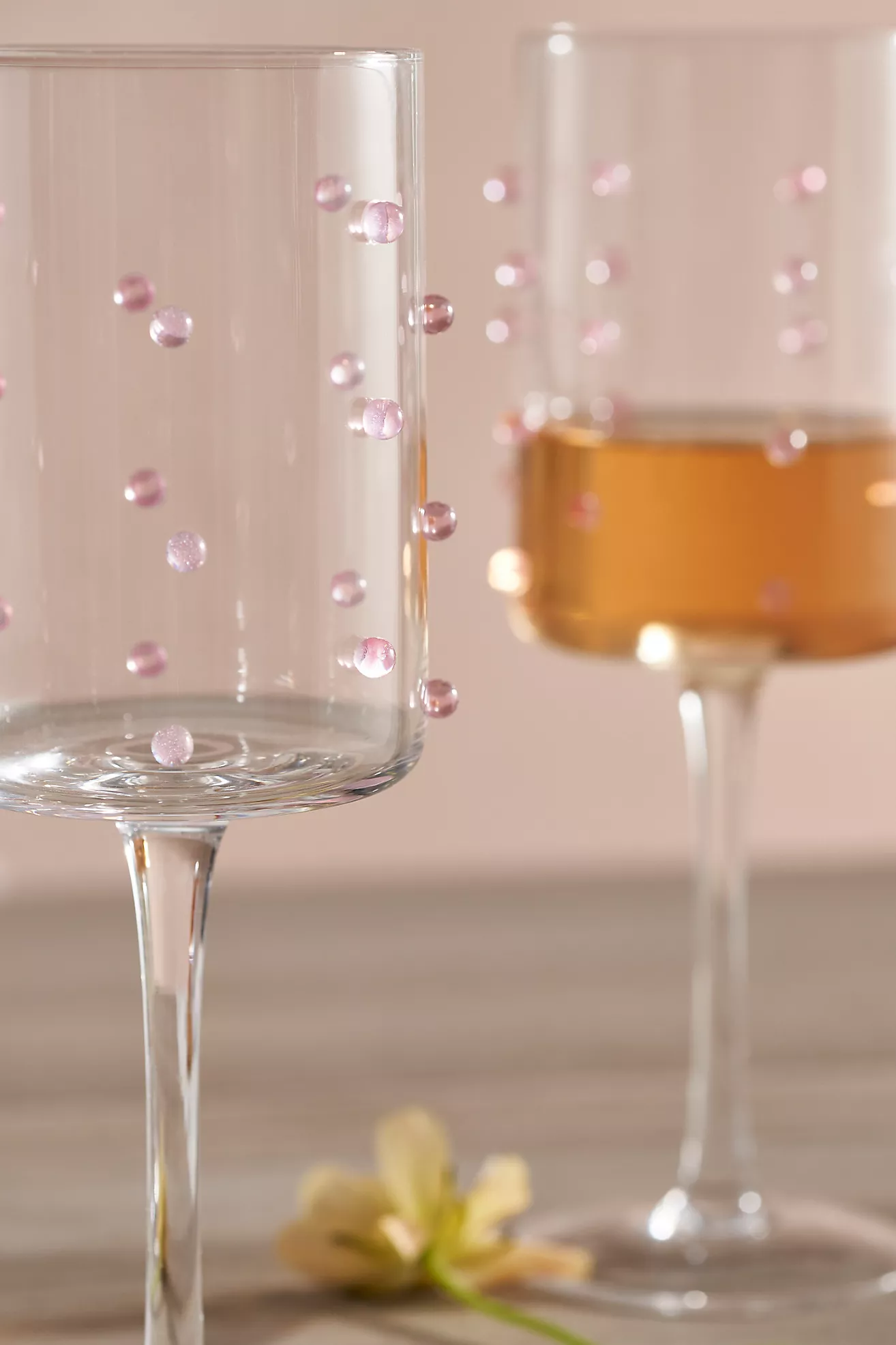 Pink Confetti Wine Glasses, Set of 2