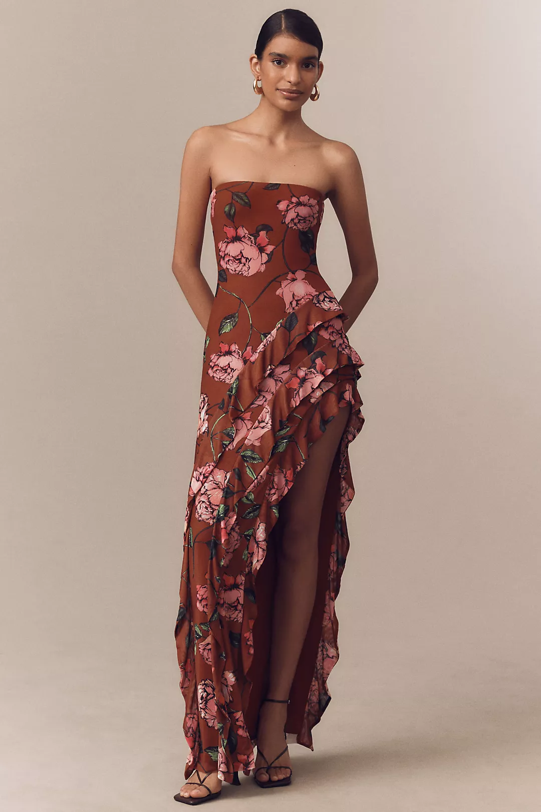 AFRM Siobhan Strapless Stretch Mesh Maxi Dress