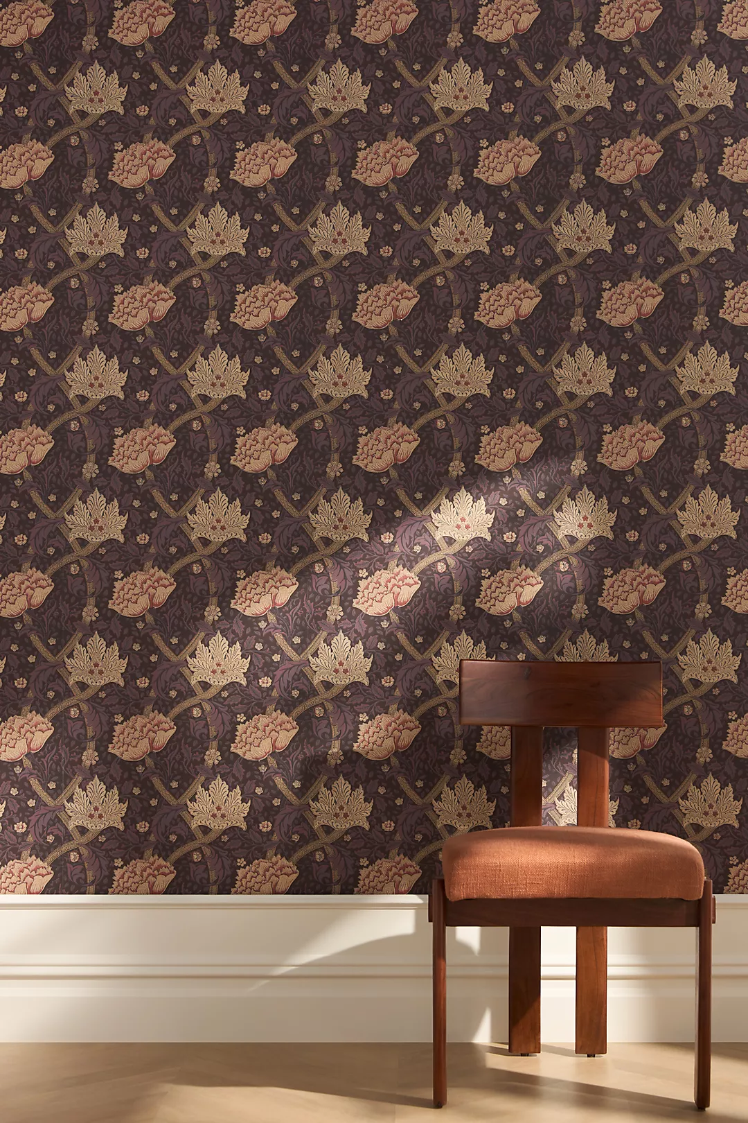 Windrush Floral Aubergine and Wine Wallpaper