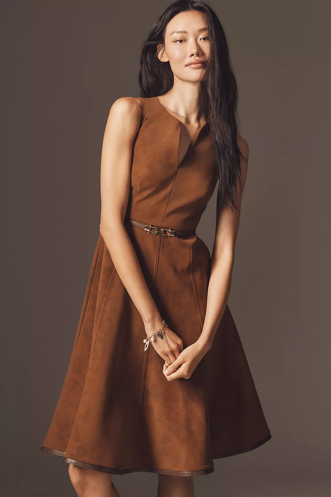 En Saison Eloise Sleeveless Faux-Suede Mini Dress