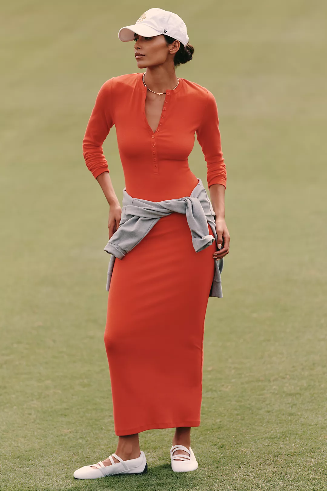 Daily Practice Long-Sleeve Ribbed Maxi Dress