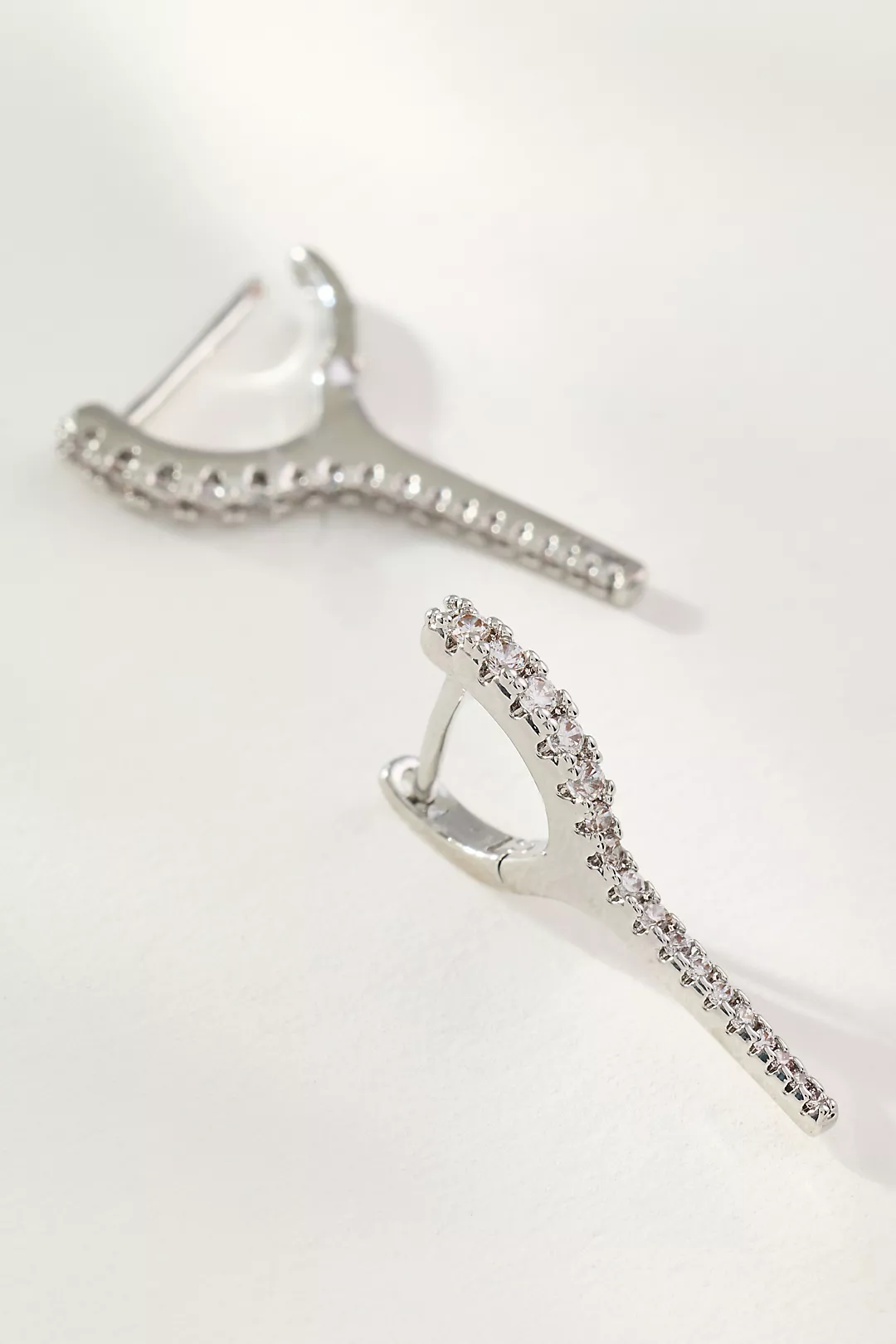 Elongated Crystal Huggie Earrings