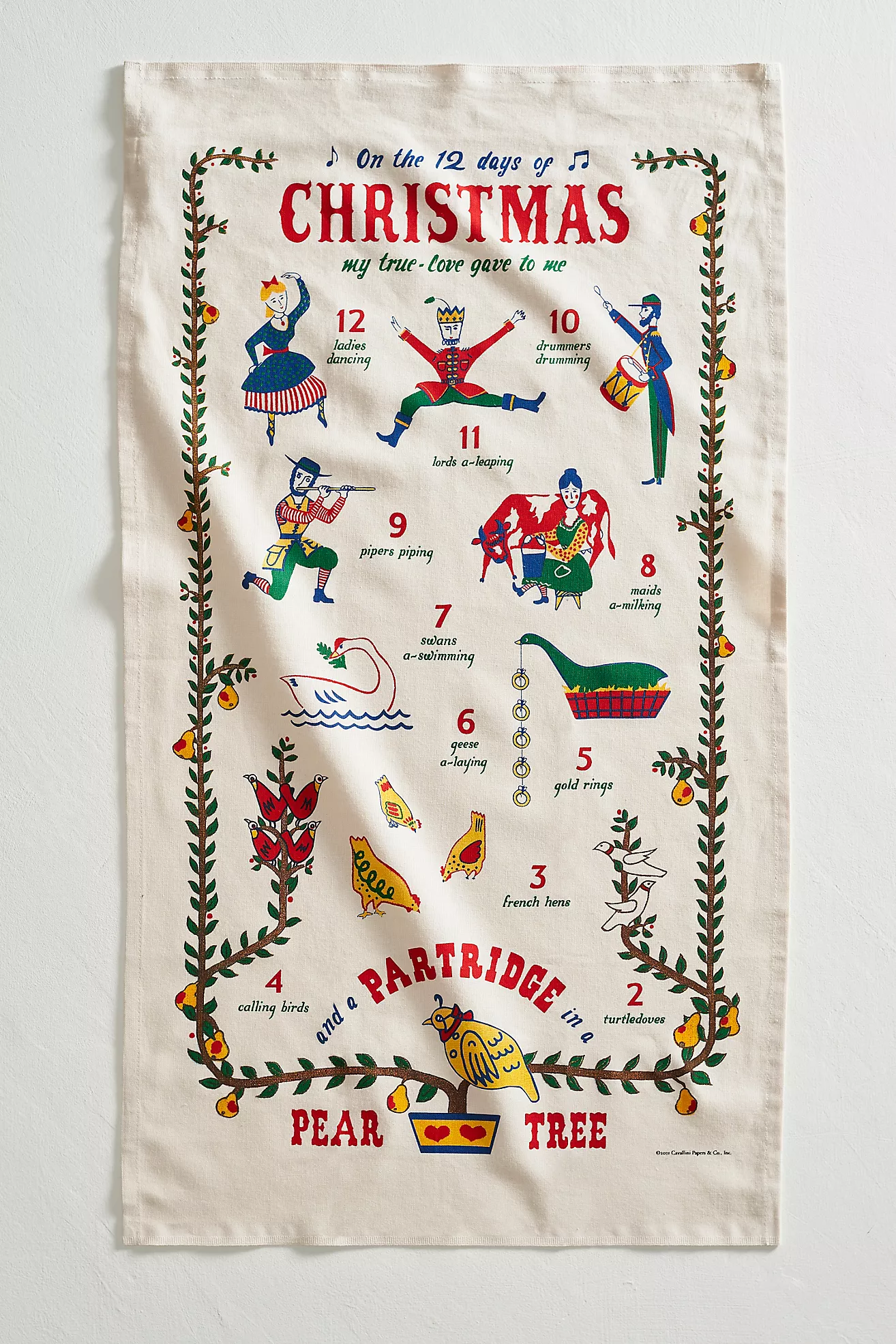 12 Days of Christmas Dish Towel