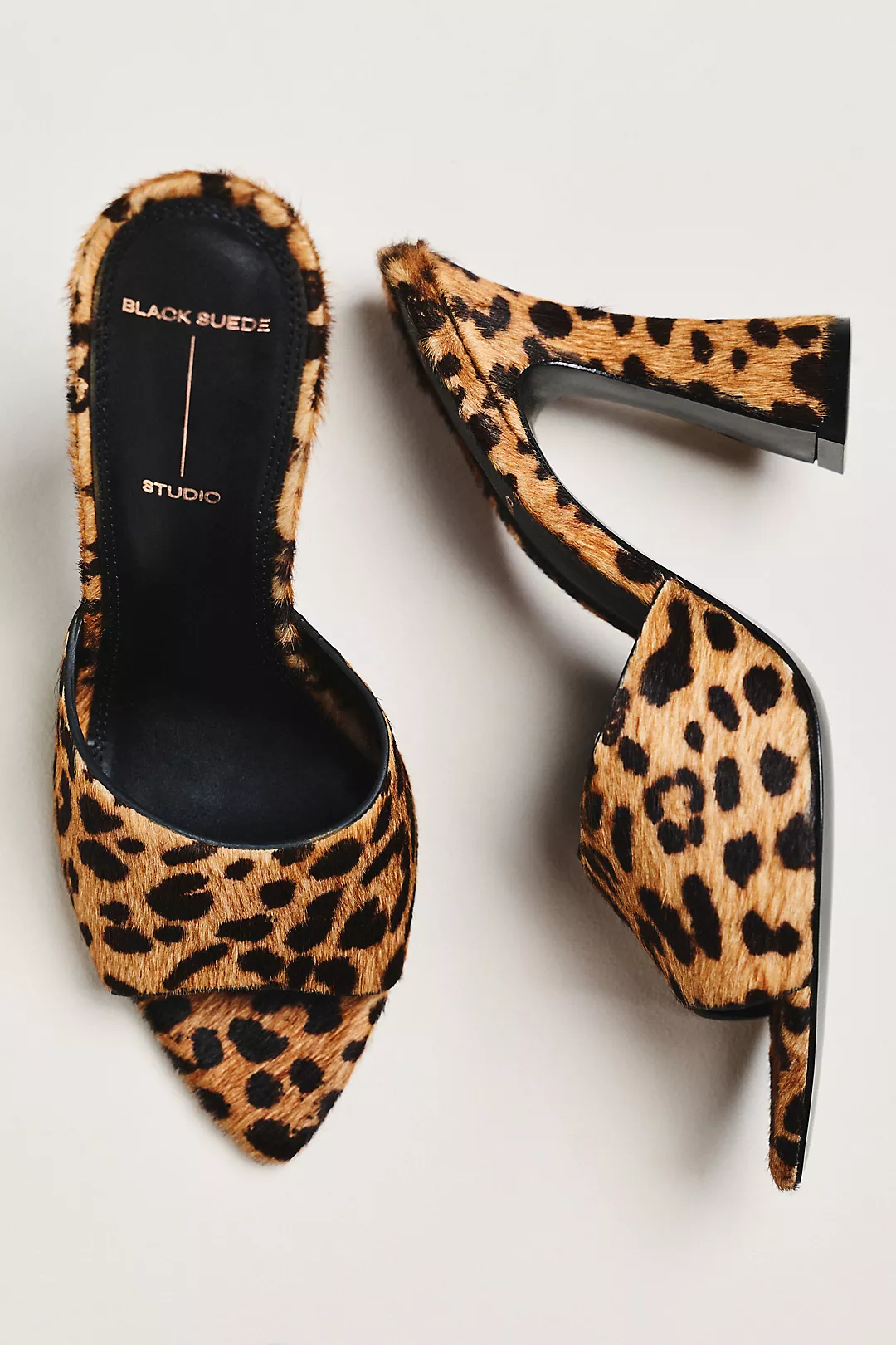 Black Suede Studio Junie Mule Heels