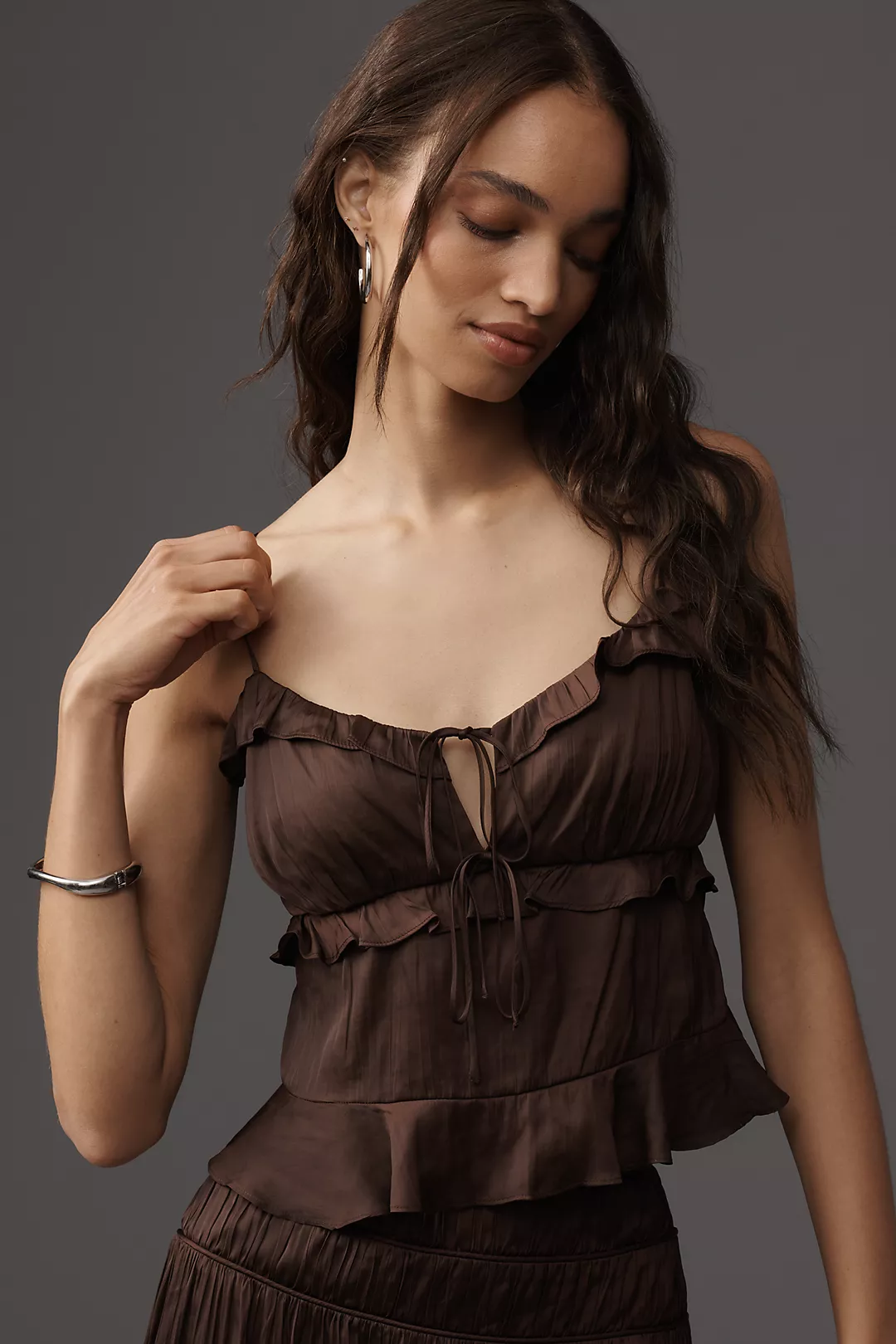 Rails Ortona Ruffled Satin Tank Top