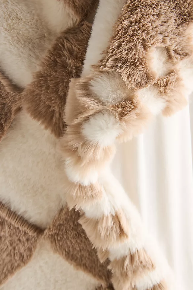 Chella Checkered Faux Fur Throw Blanket