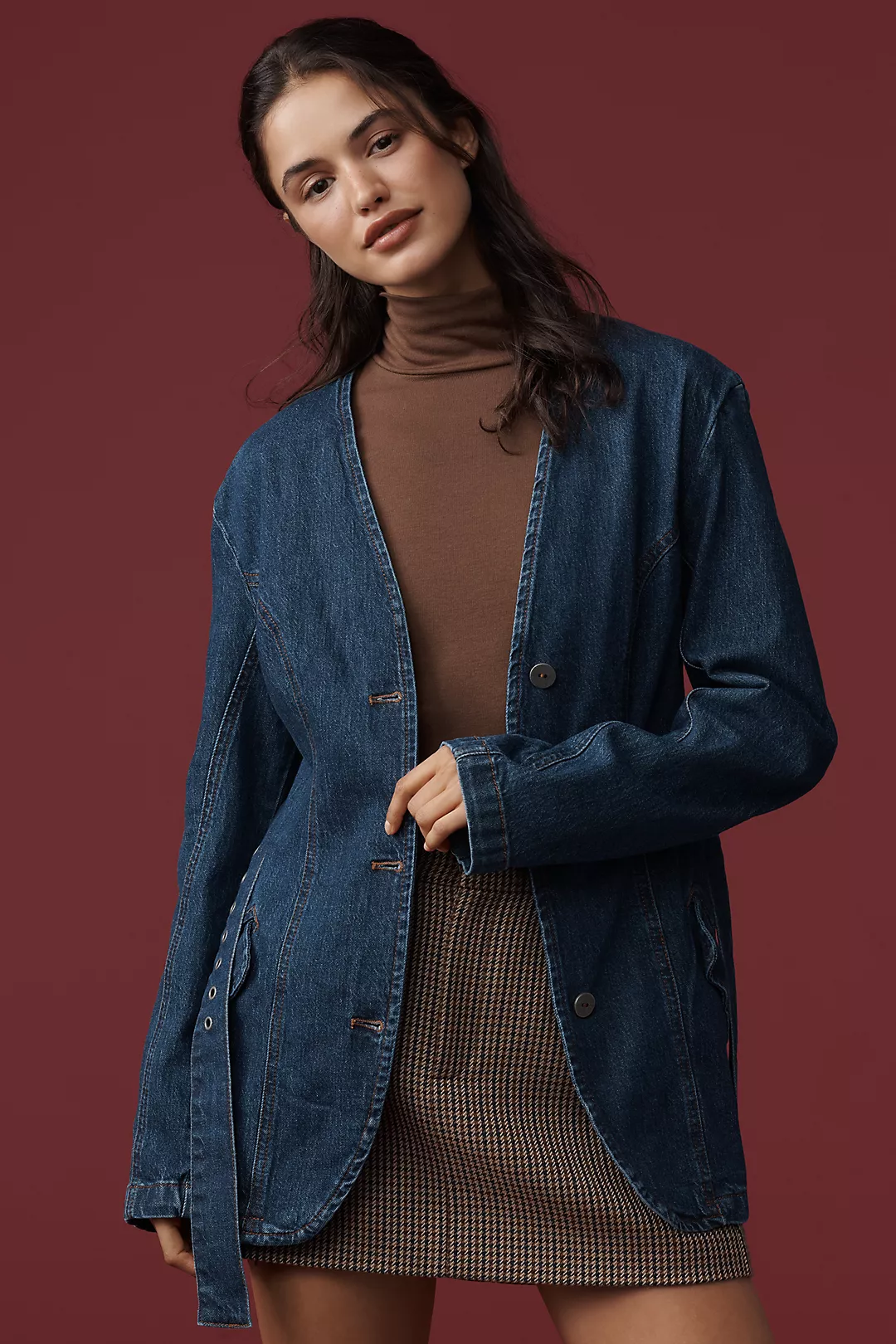 By Anthropologie Belted Denim Jacket