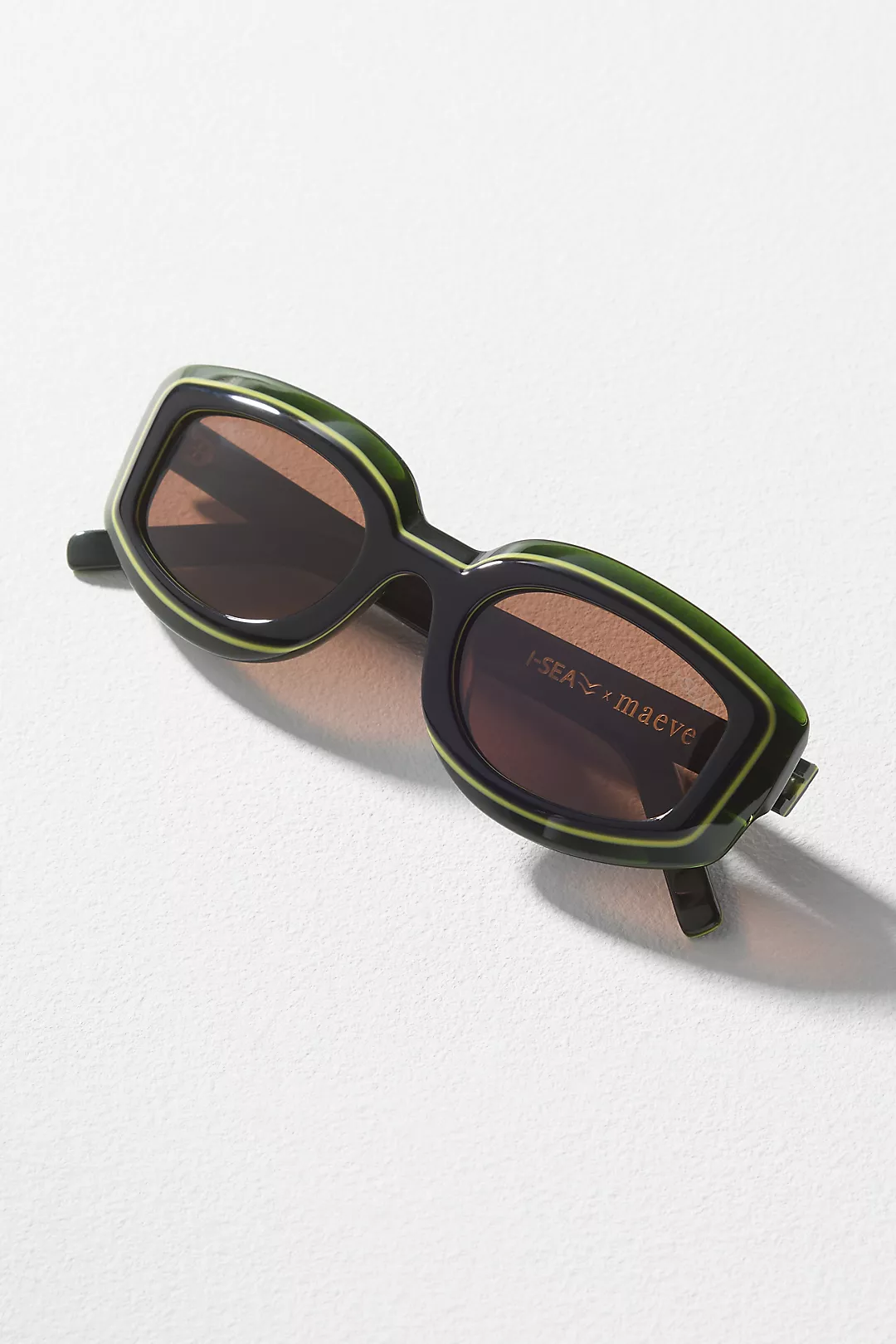 Maeve Curved Rectangular Colorblock Polarized Sunglasses