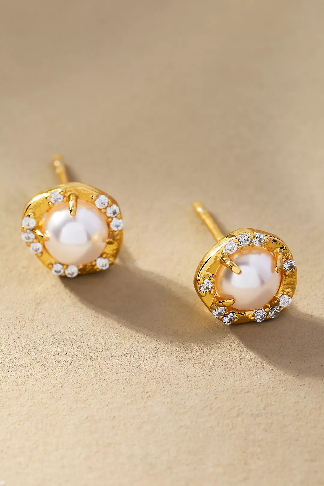 Shimmered Pearl Post Earrings