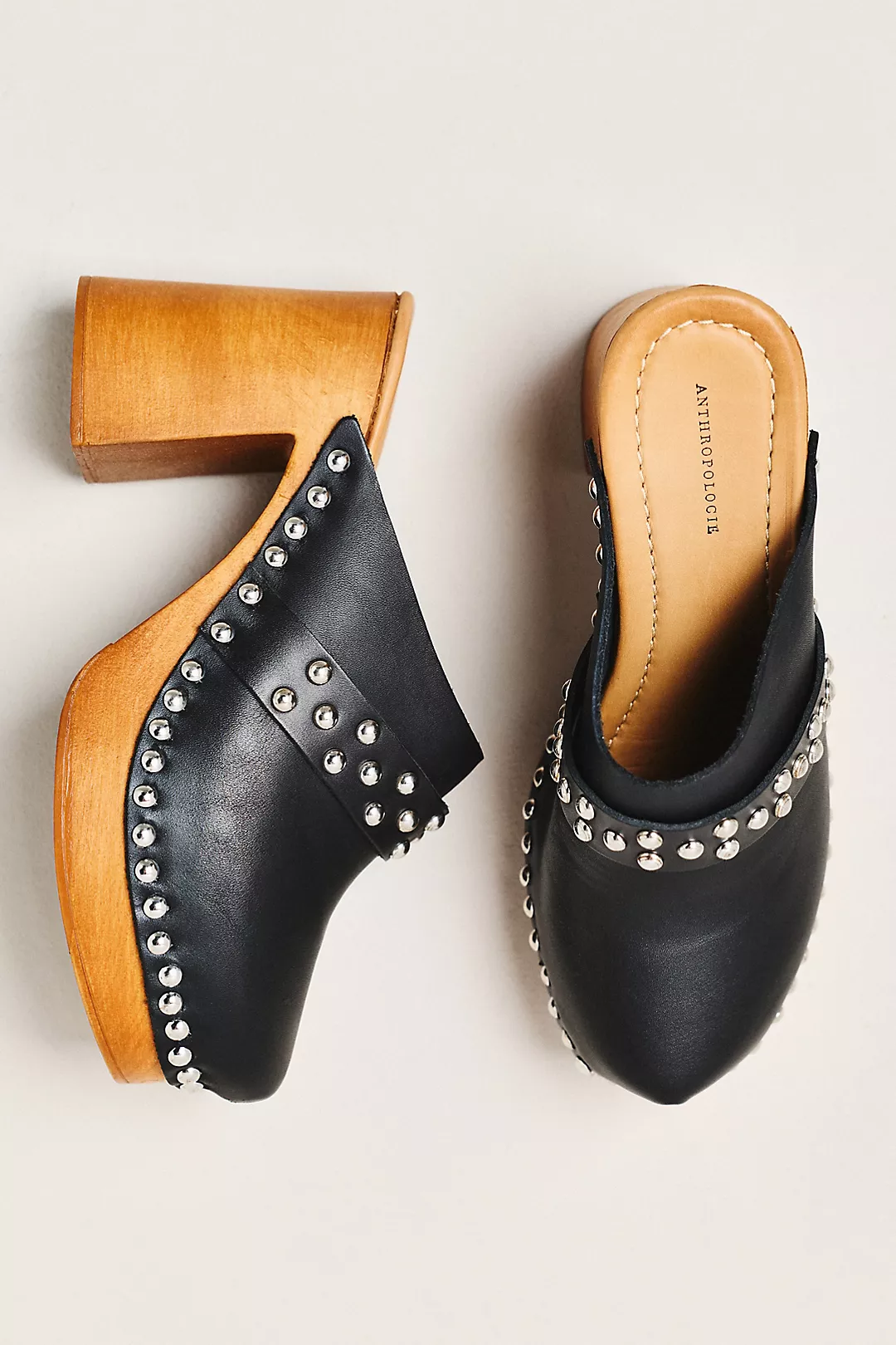By Anthropologie Studded Block-Heel Clogs