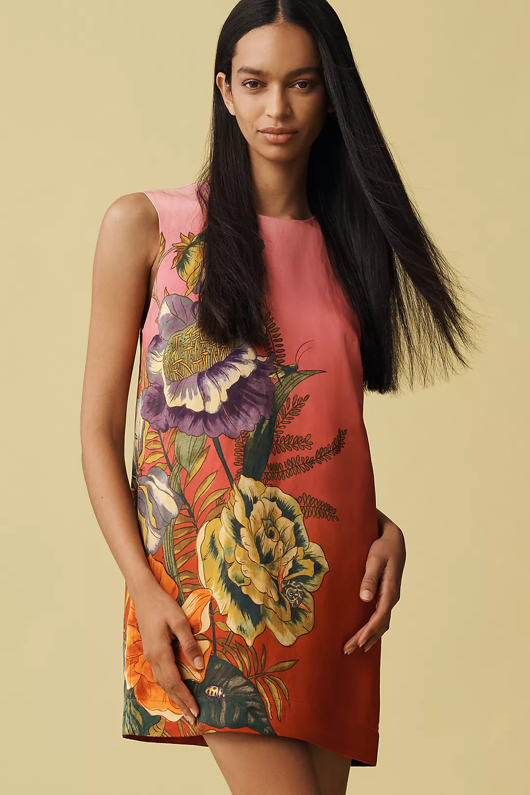 ALÉMAIS Inez Linen Blend Sleeveless Shift Mini Dress