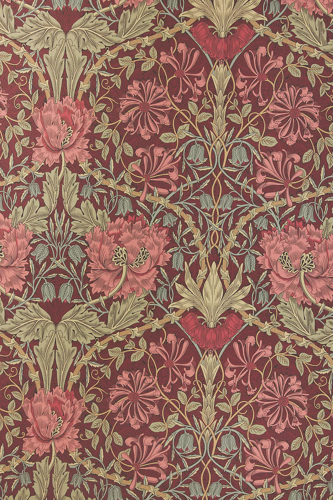 Morris & Co. Honeysuckle & Tulip Floral Wallpaper