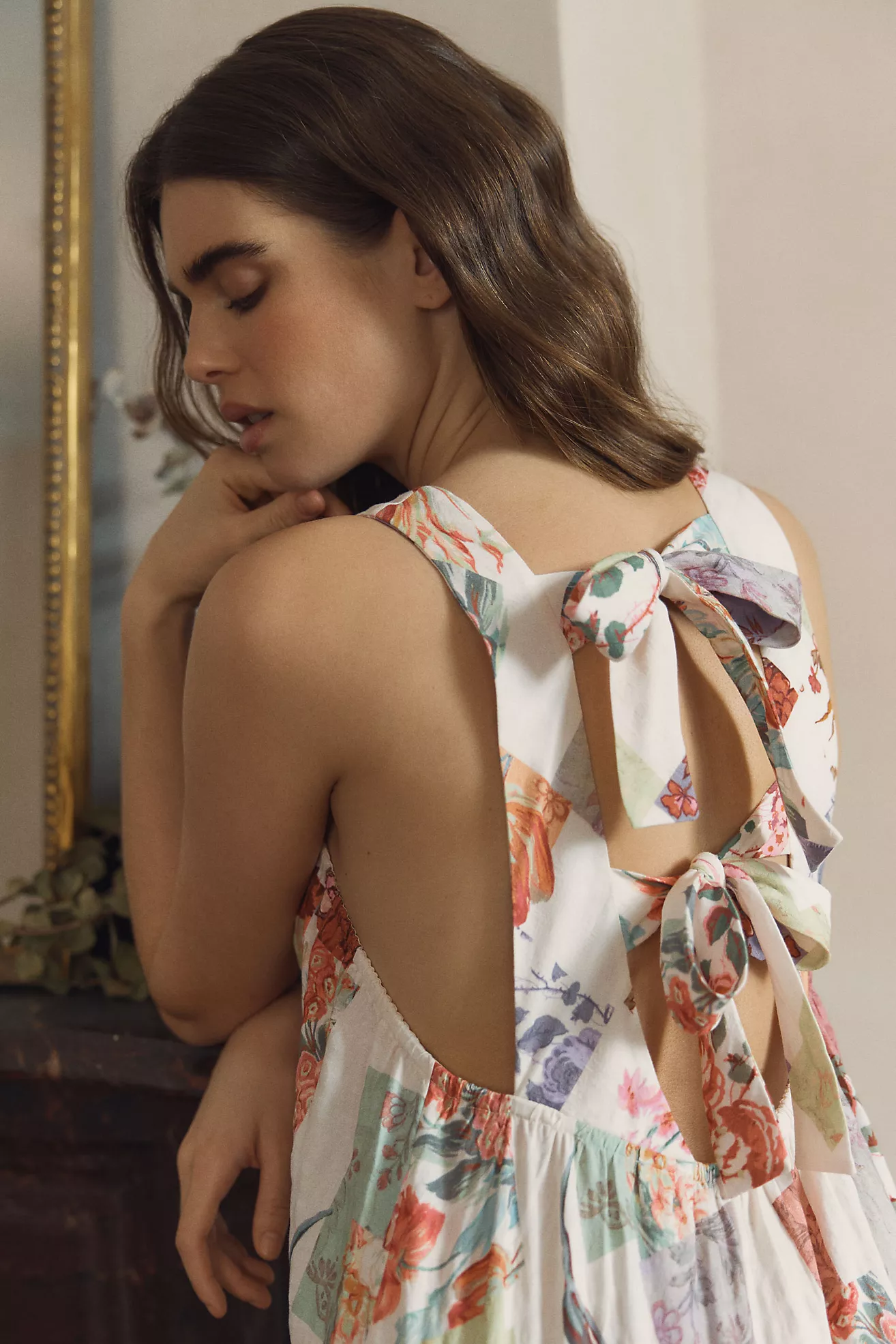 LyreBird Printed Tie-Back Midi Nap Dress