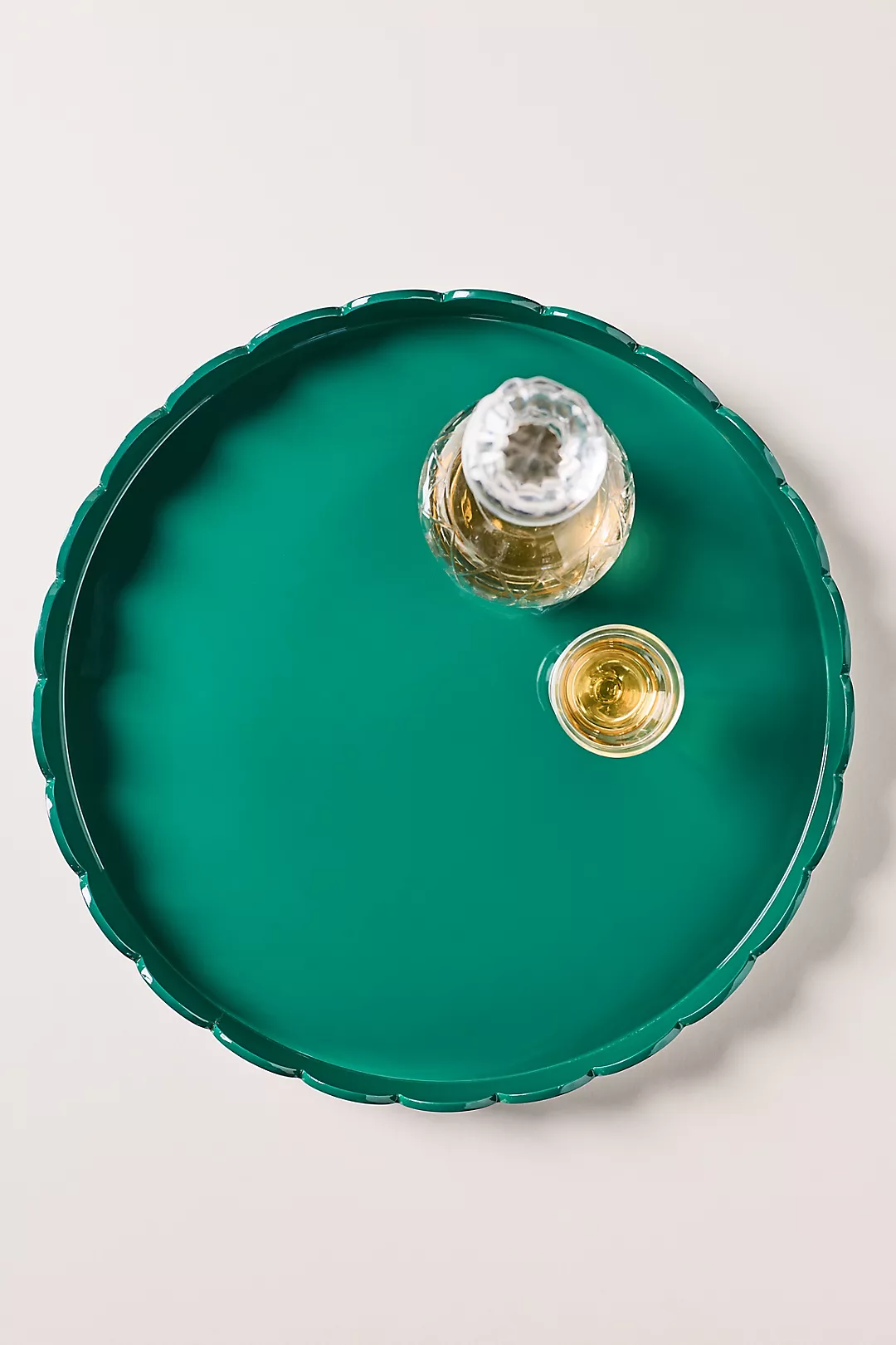 Addison Ross Lacquered Green Round Scallop Tray
