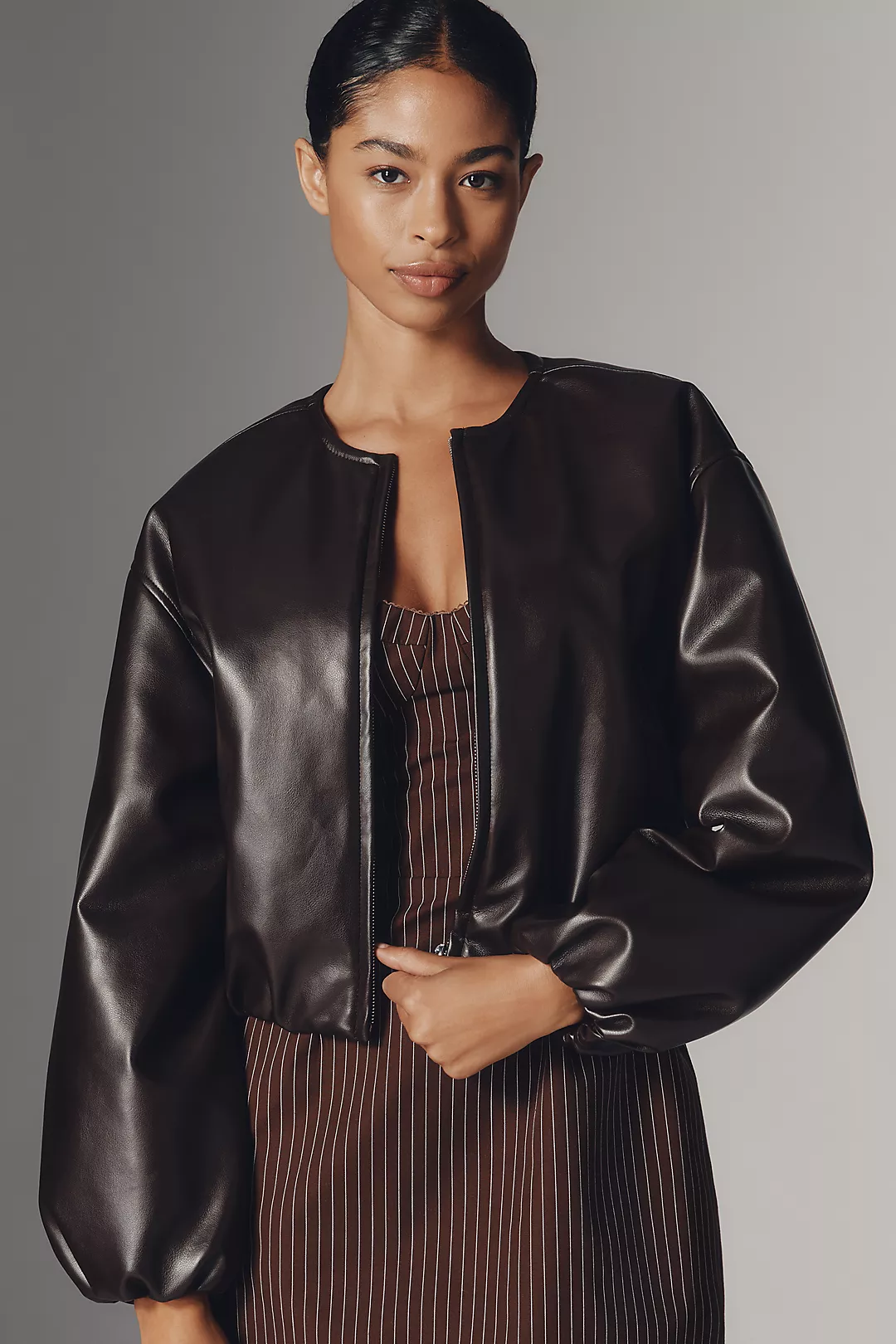 BLANKNYC Grand Slam Faux-Leather Bomber Jacket