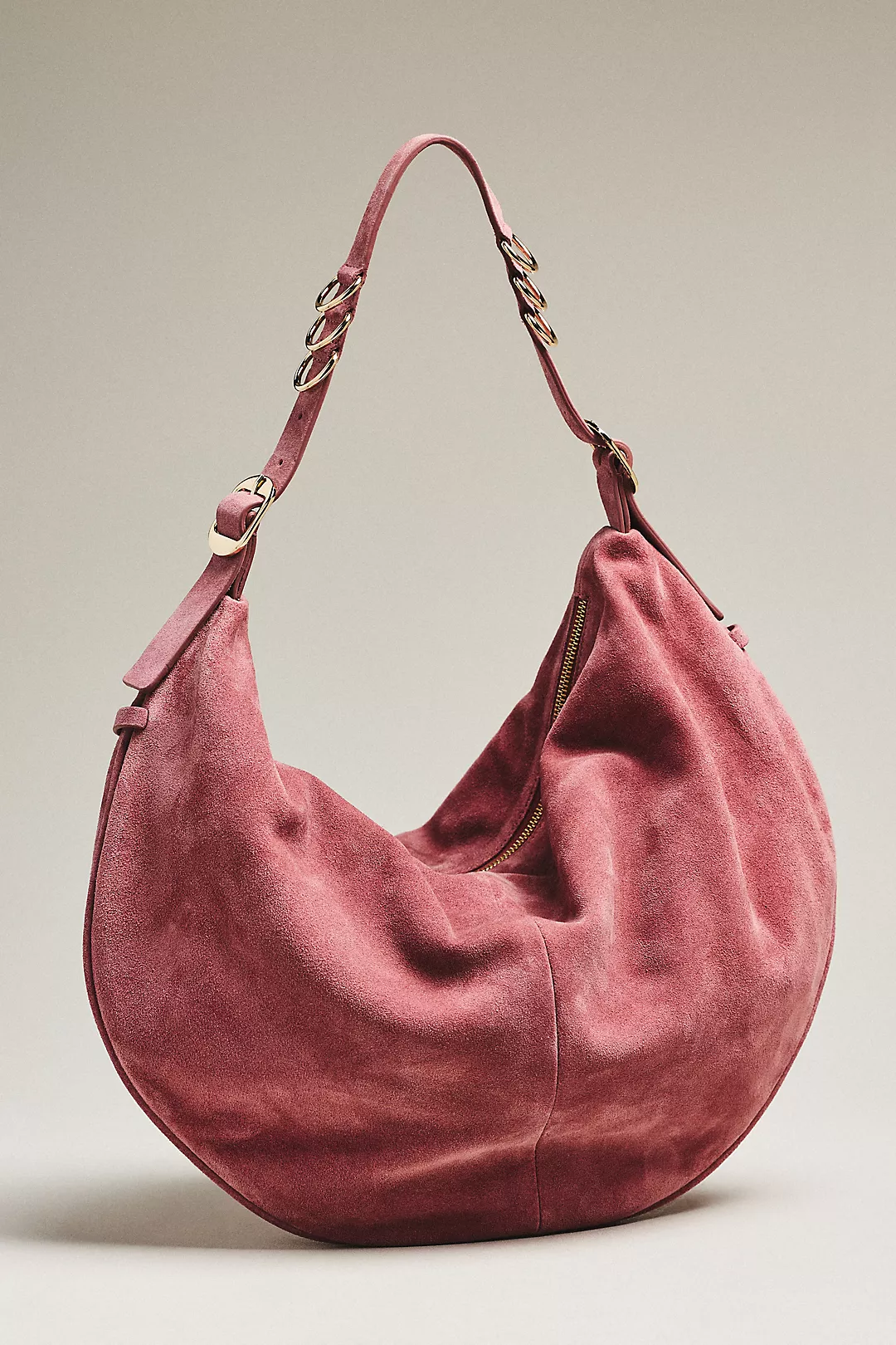 Belted Suede Hobo Bag