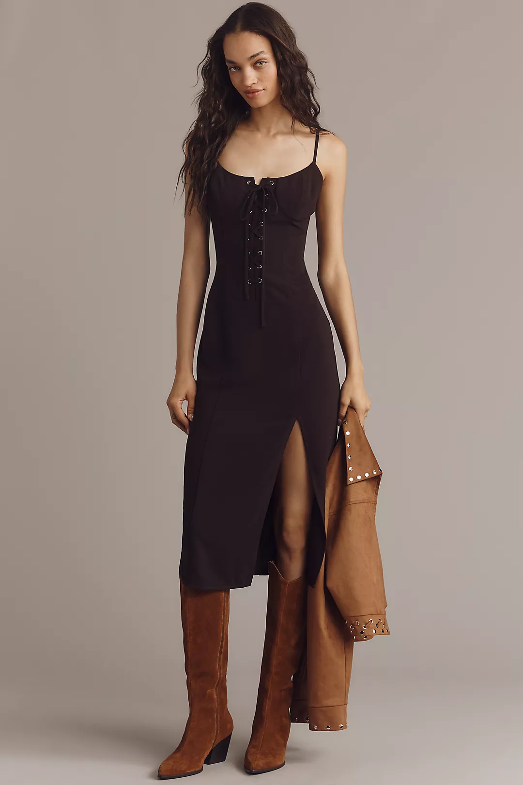 Avec Les Filles Sleeveless Corset Slim Midi Dress