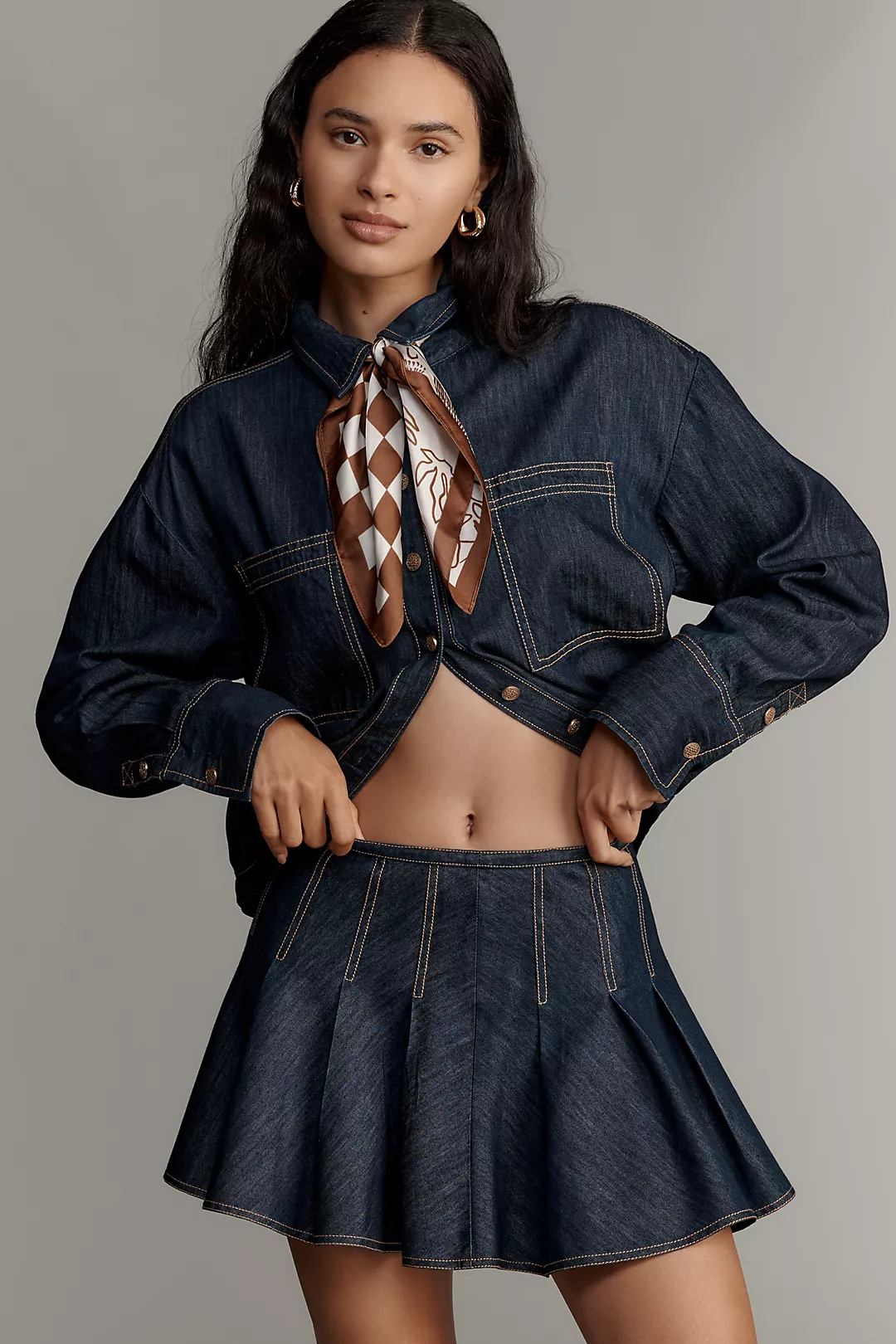 By Anthropologie Pleated Denim Mini Skirt