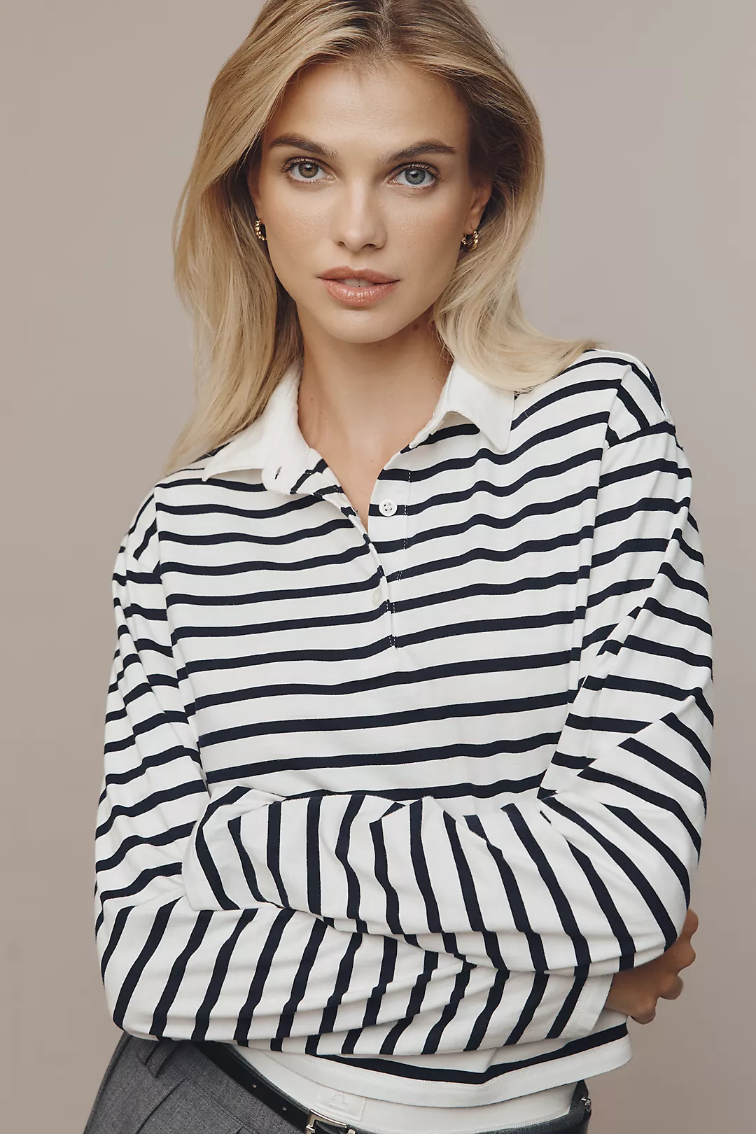 KULE Lexie Long-Sleeve Polo Top