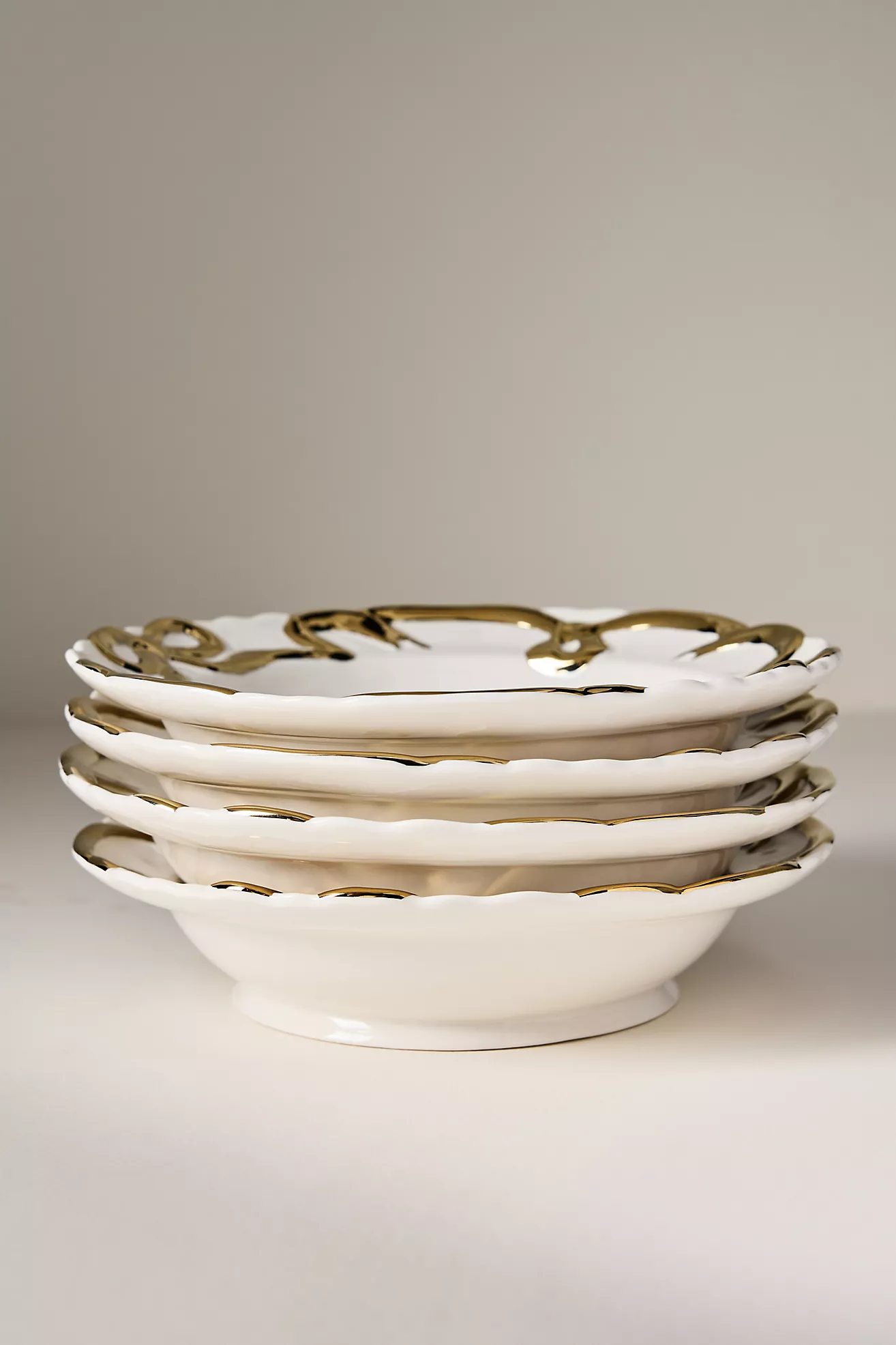 Benedita Gold Bow Stoneware Bowls, Set of 4