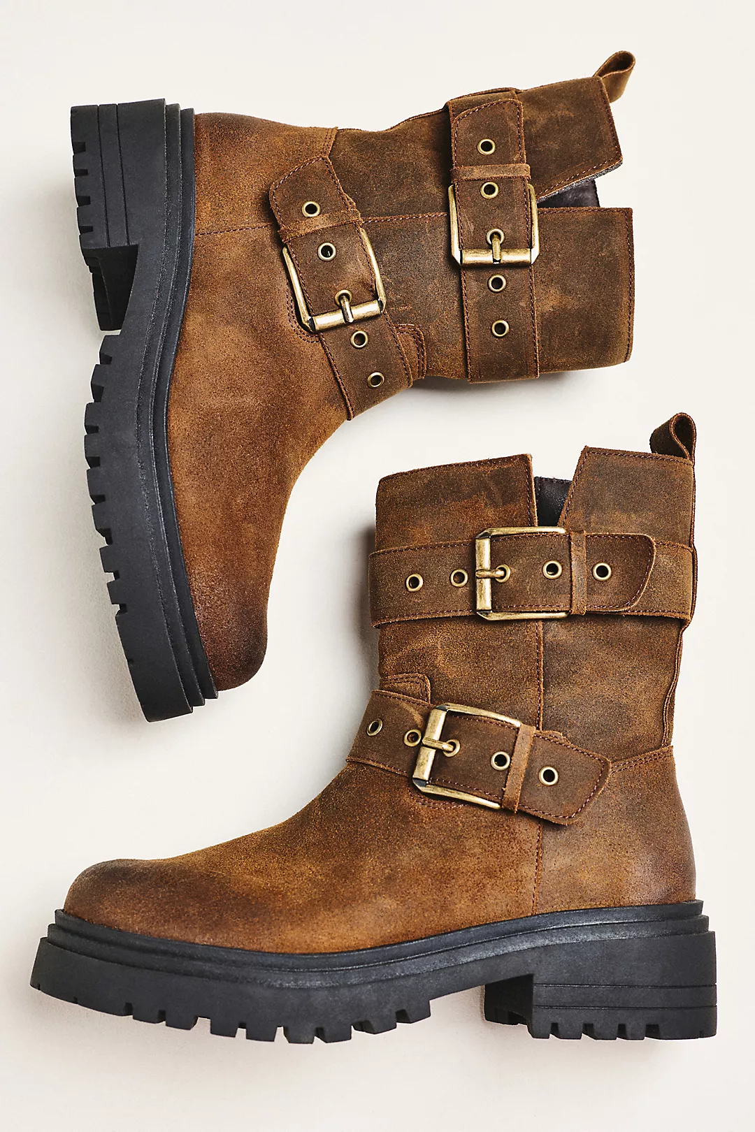 Intentionally Blank Station Suede Lug-Sole Moto Boots