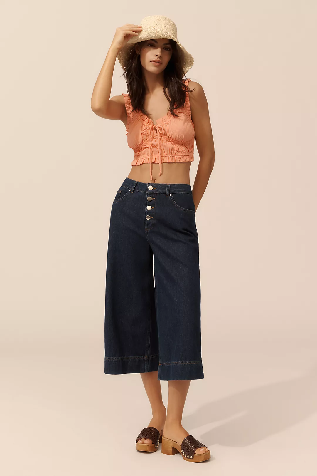 ALIGNE Miles Mid-Rise Denim Culotte Pants