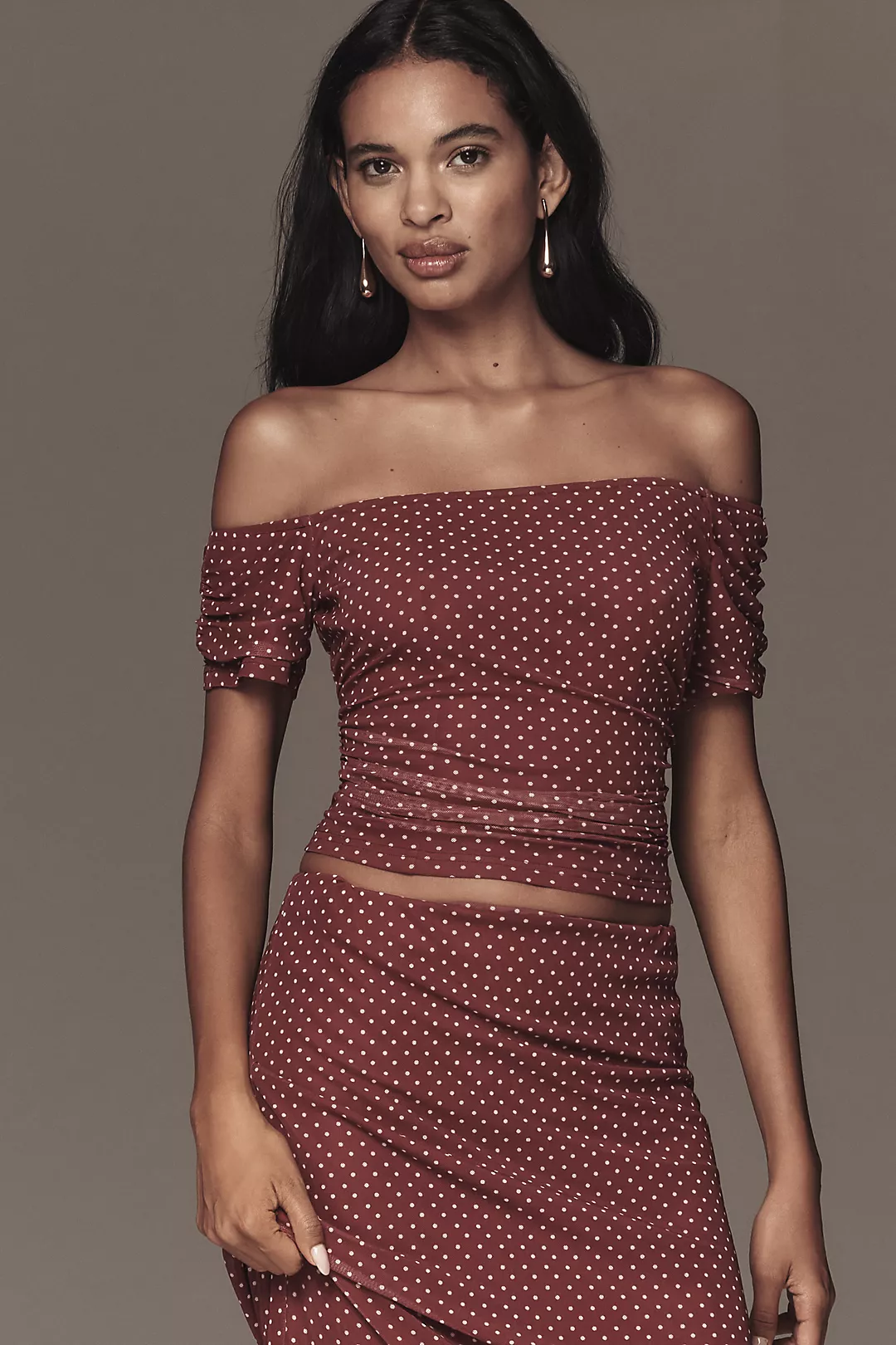 The Frolic Polly Off-Shoulder Mesh Top