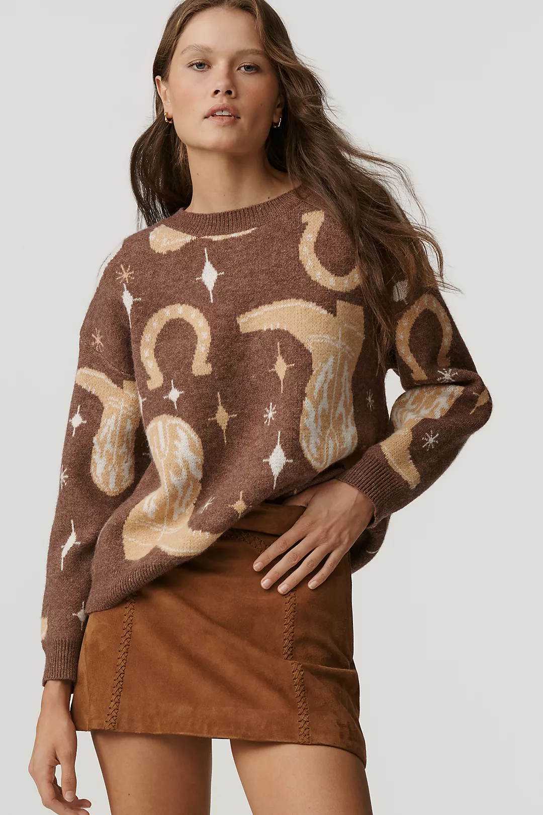 Talisman Lucky Boots Crew-Neck Sweater