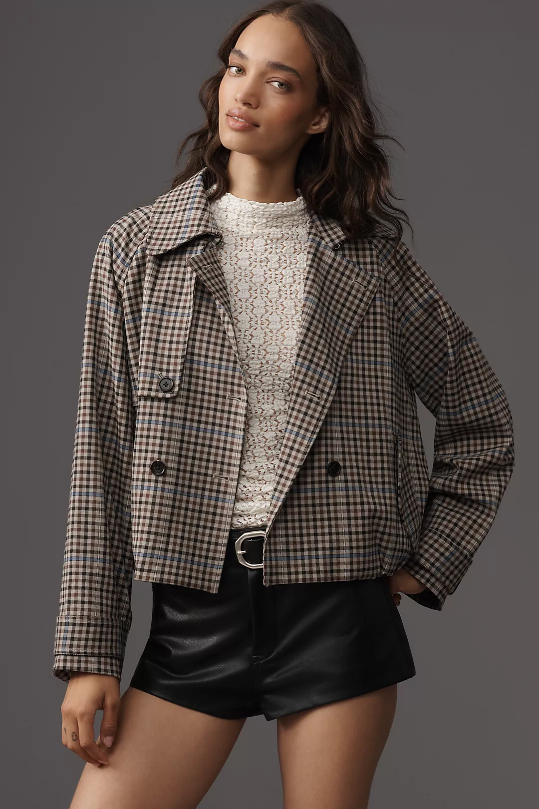 Rails Jett Double-Breasted Crop Trench Coat