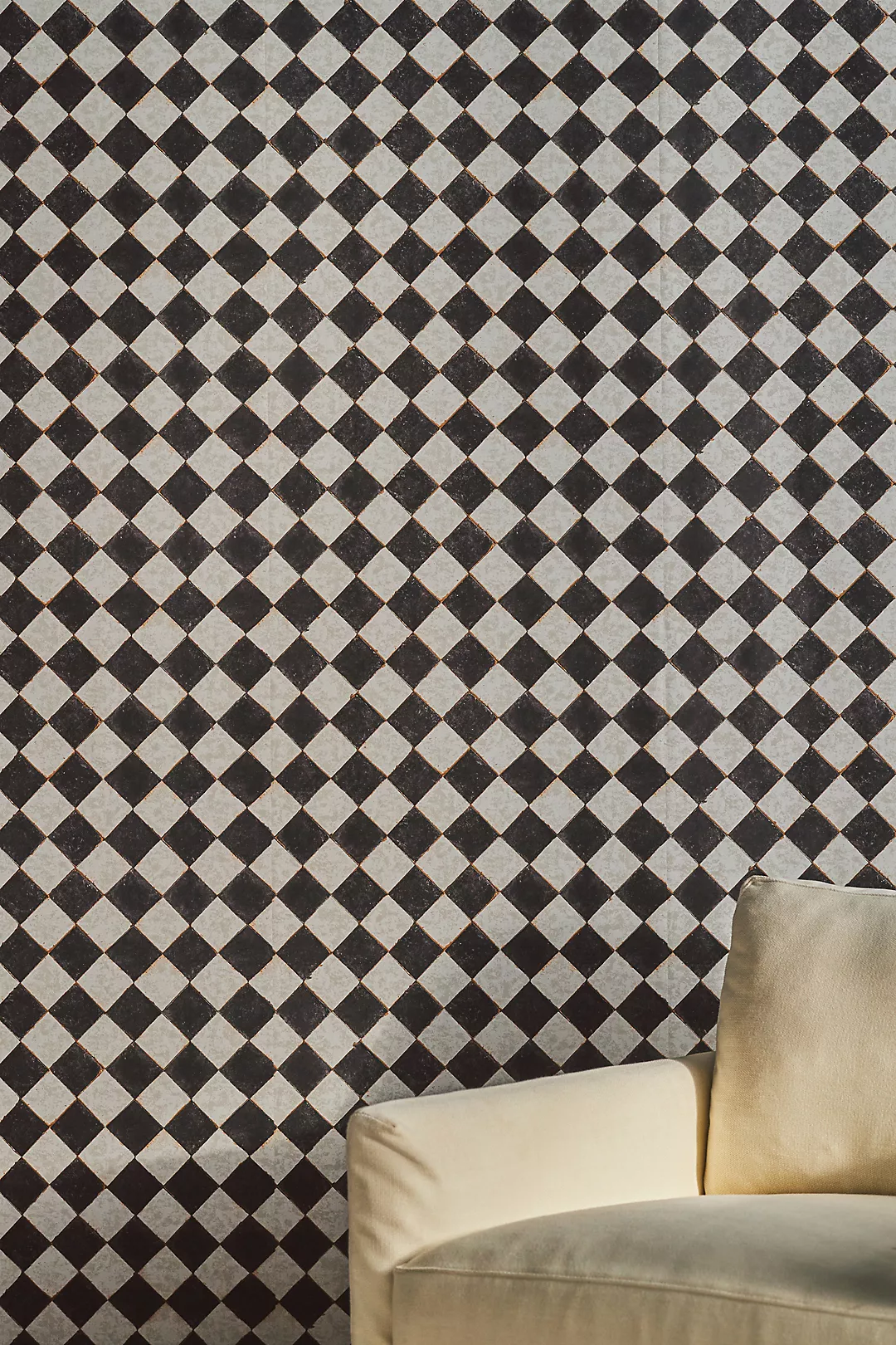 Jeremiah Brent Vintage Check Geometric Peel-and-Stick Black and White Wallpaper