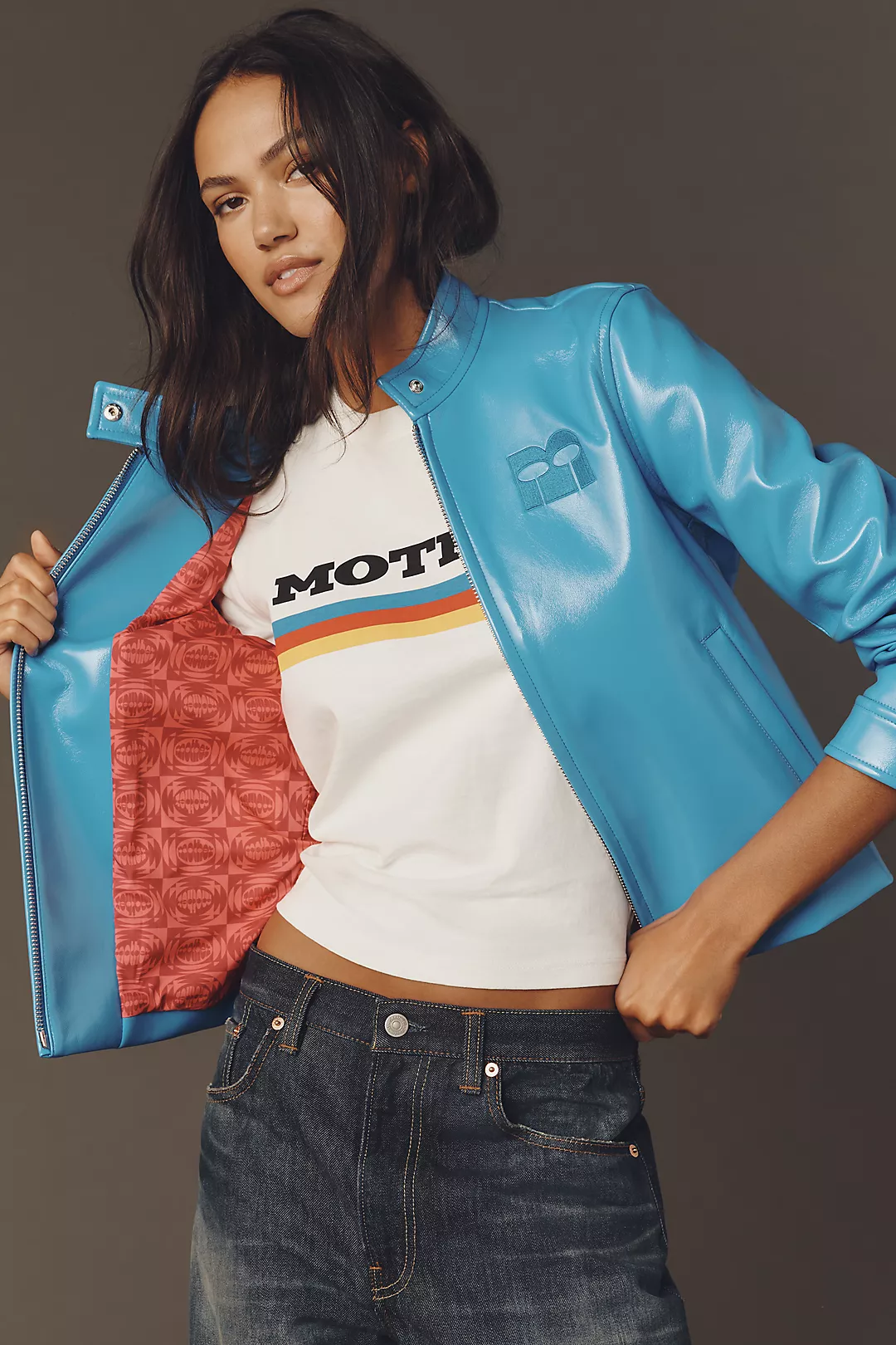 MOTHER The Fast Lane Faux-Leather Moto Jacket