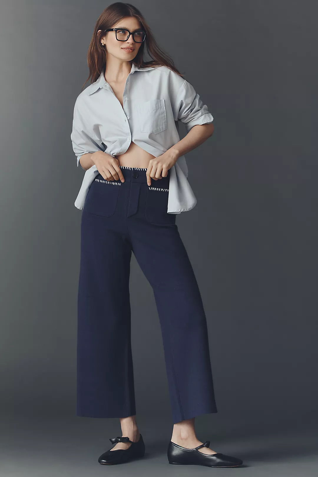 The Colette Crop Whipstich Sweater Pants by Maeve